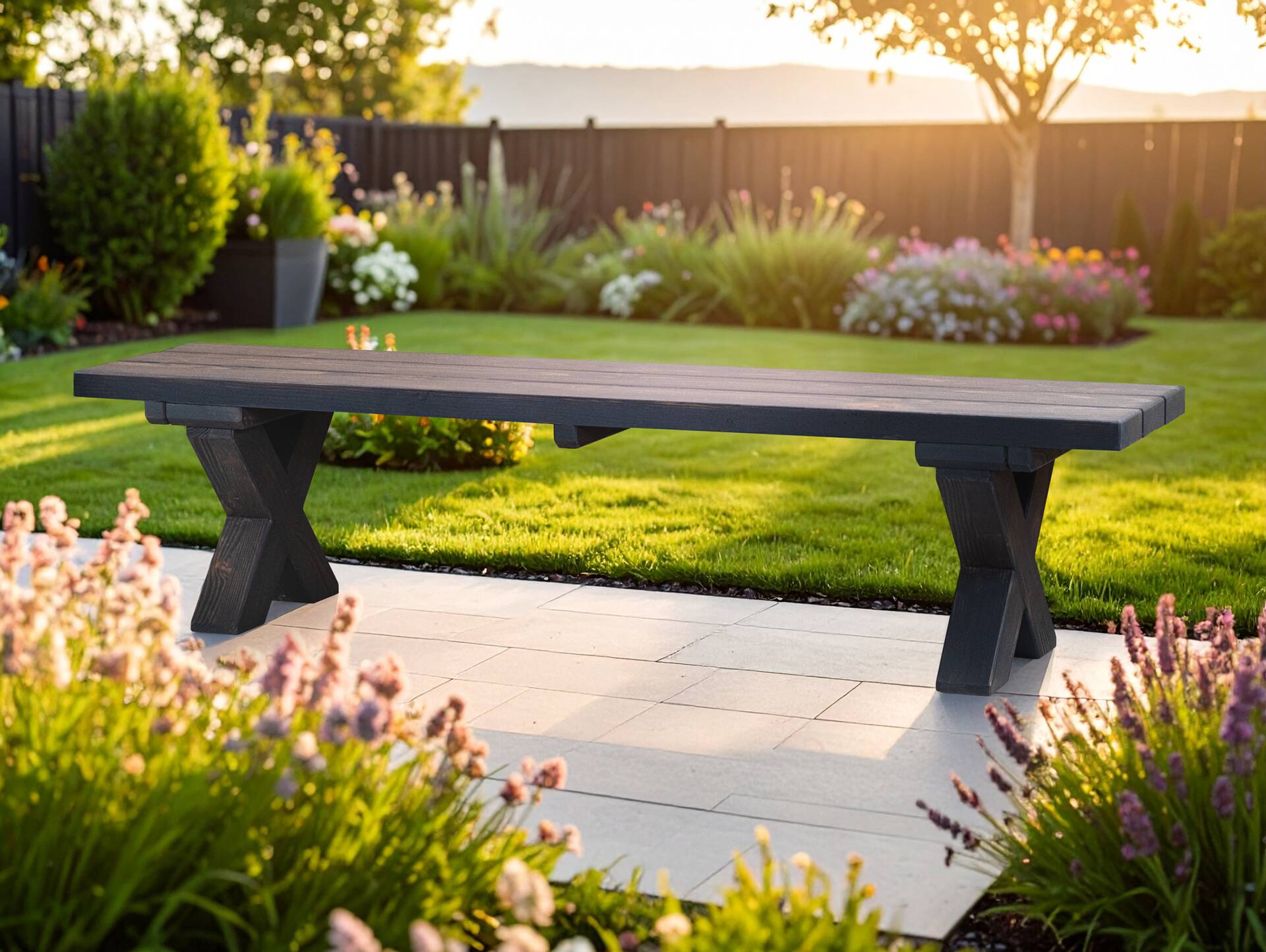 CANCUN PLUS Sitzbank / Gartenbank, Material Massivholz, Lärche 200 cm | Grau | ohne Rückenlehne