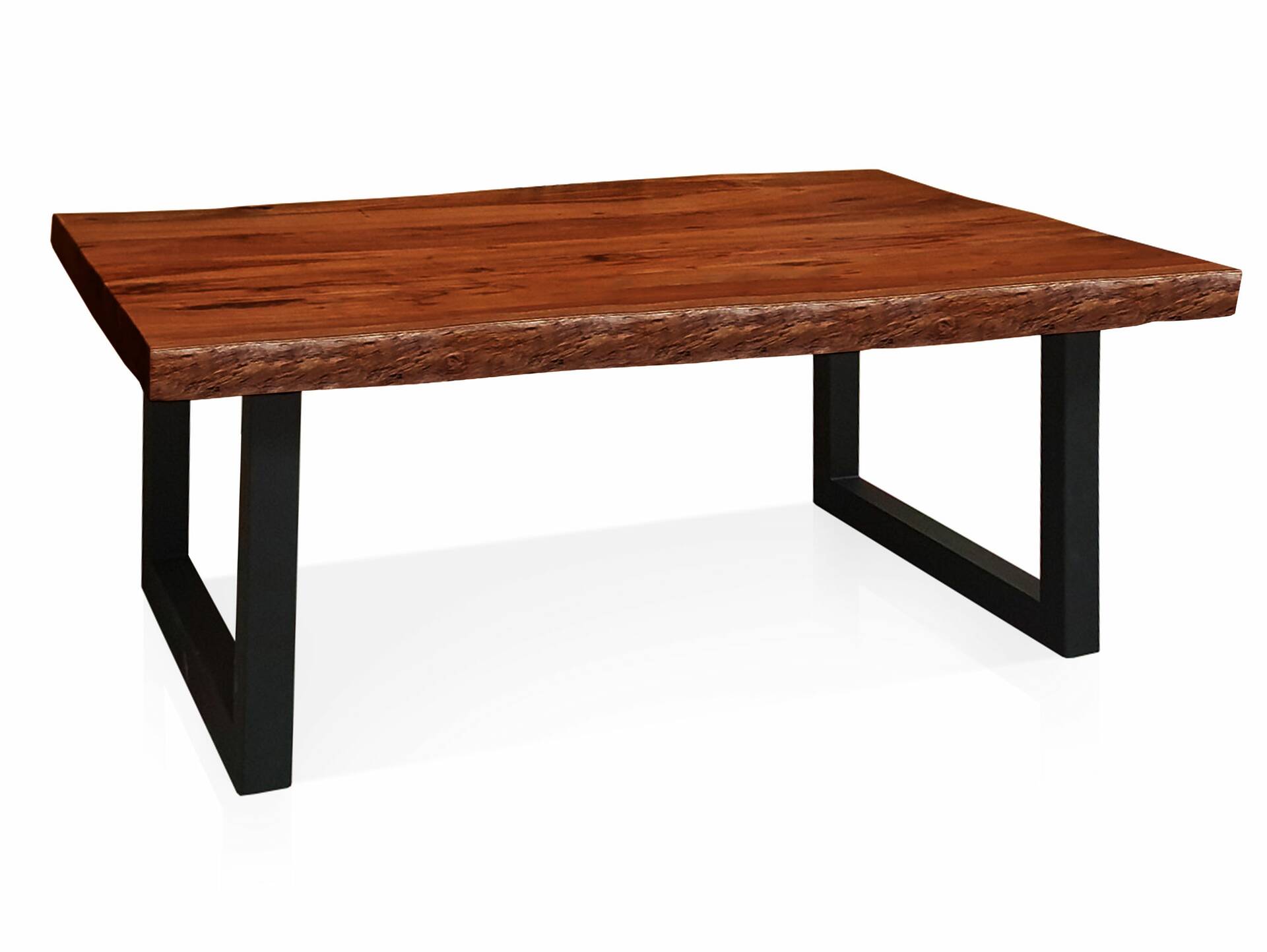 DUISBURG Couchtisch mit echter Baumkante, Material Massivholz,Akazie/Beine schwarz 