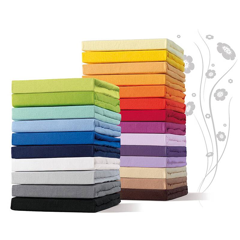 Schlafgut ELASTIC-JERSEY Spannbetttuch/Spannbettlaken 90x220 bis 100x220 lind
