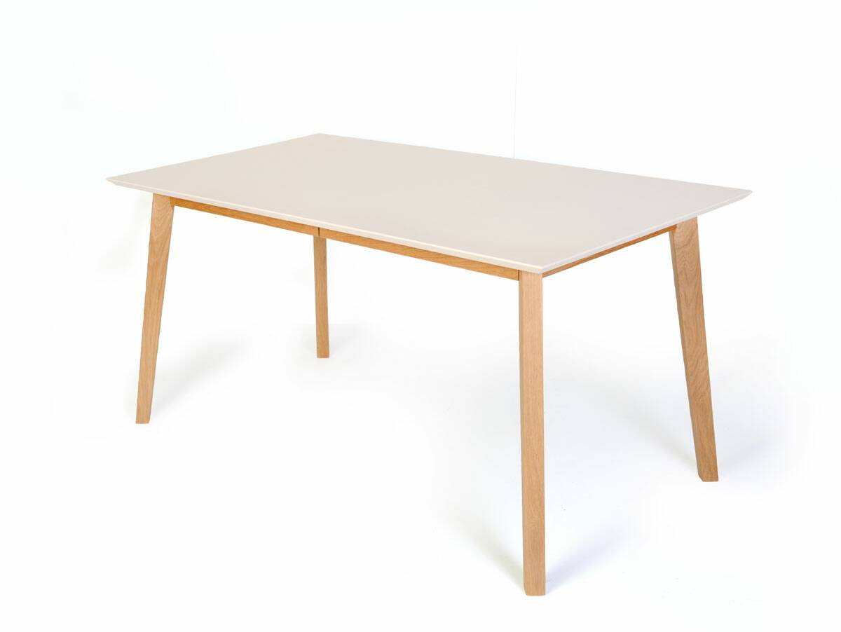 VINCENT Esstisch, Material Massivholz 140/185 x 80 cm | Eiche/weiss