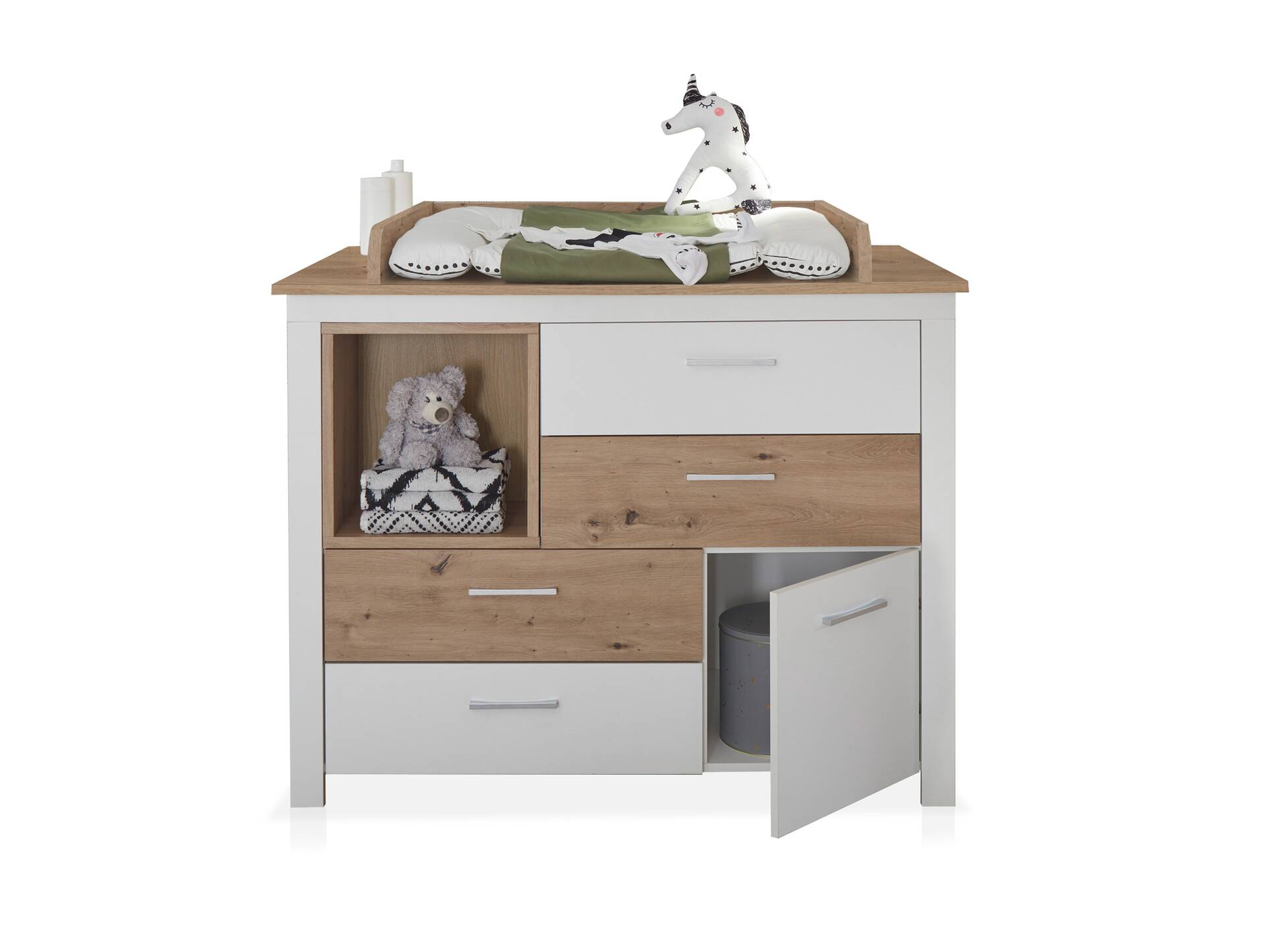 FABI Wickelkommode inkl. Aufsatz, Material Spanplatte, weiß/Artisan Eichefa 