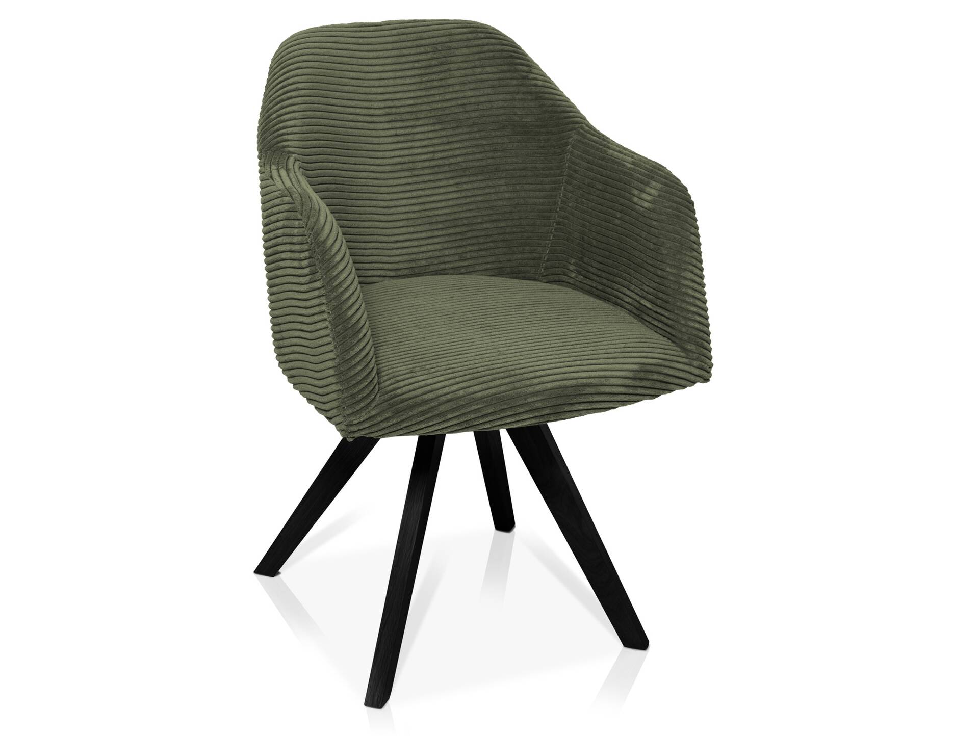 FINDI Schalenstuhl, Gestell Massivholz/Cordbezug olive | Buche schwarz lackiert