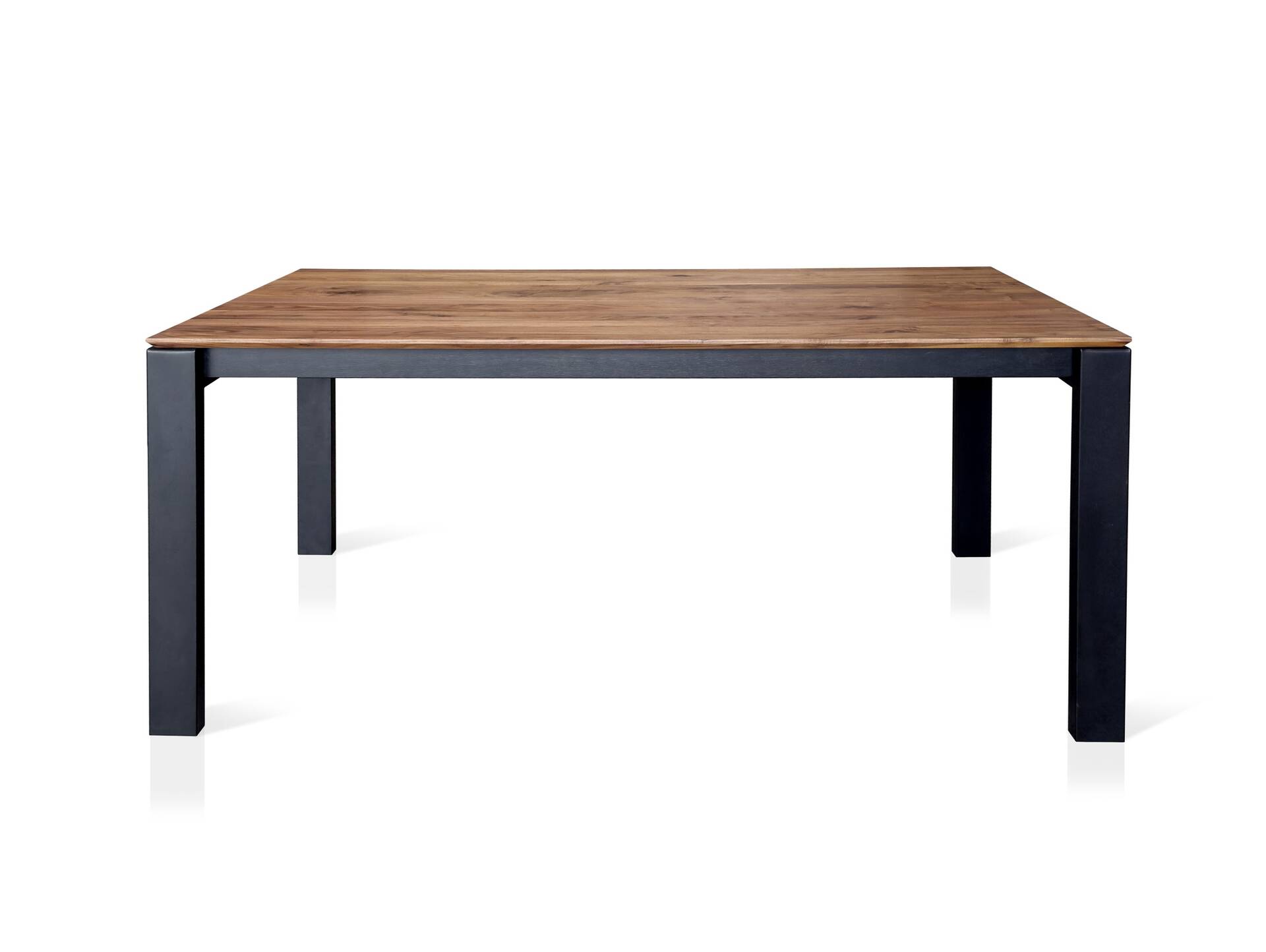 LAUSANNE Esstisch / Ausziehtisch, Material Massivholz, Nussbaum geölt | Beine Metall schwarz 160/260 x 90 cm