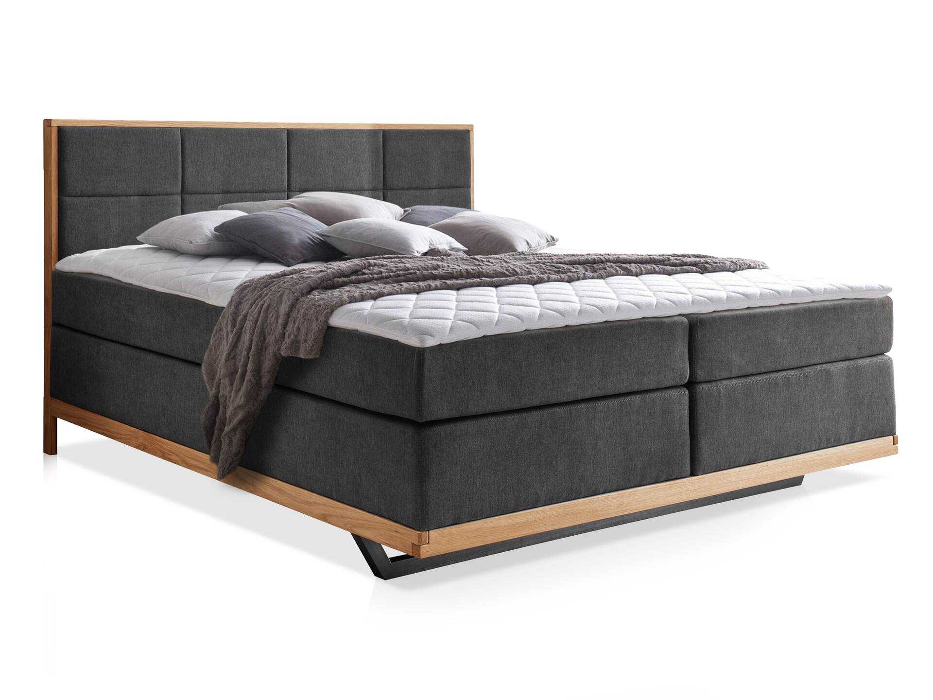 MELBOURNE Plus Boxspringbett, Härtegrad 3, dunkelgrau 160 x 200 cm