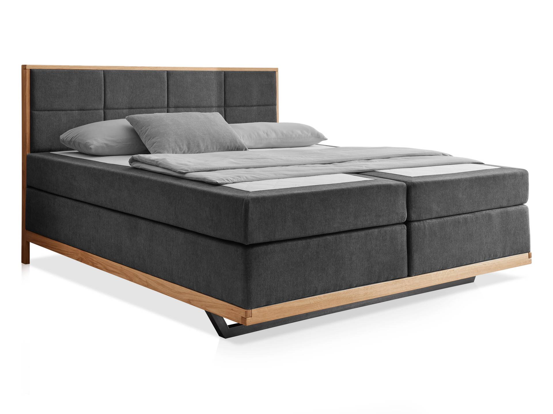 MELBOURNE Plus Boxspringbett, Härtegrad 3, dunkelgrau 160 x 200 cm