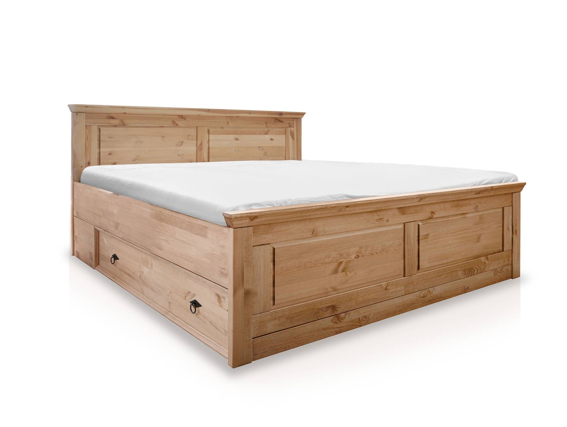 PALERMO Doppelbett 180x200 cm, Material Massivholz, Kiefer eichefarbig gebeizt 