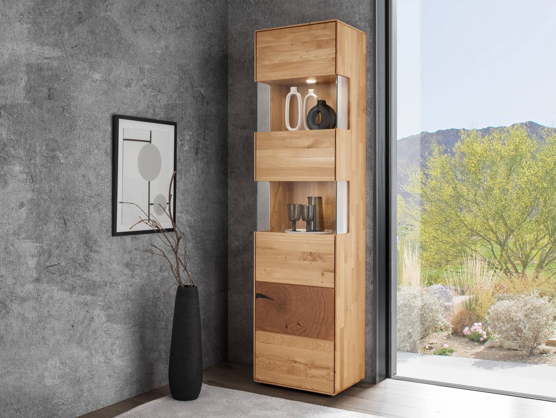 SARRAGOSSA Vitrine I, Material Massivholz, Wildeiche geölt 