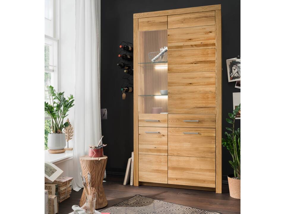 KAMILLA Vitrine II, Material Massivholz, Wildeiche geölt links