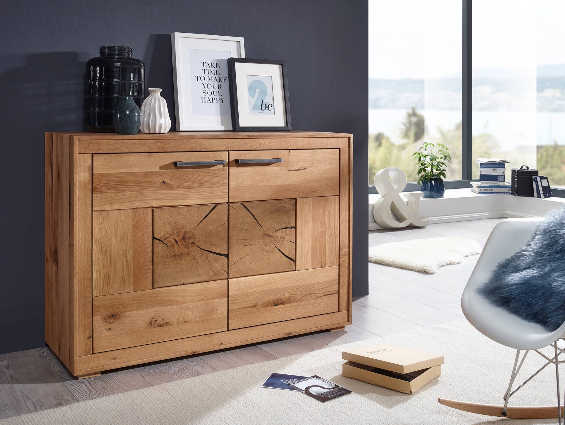 WINSTON II Sideboard, Material Massivholz, Wildeiche geölt 