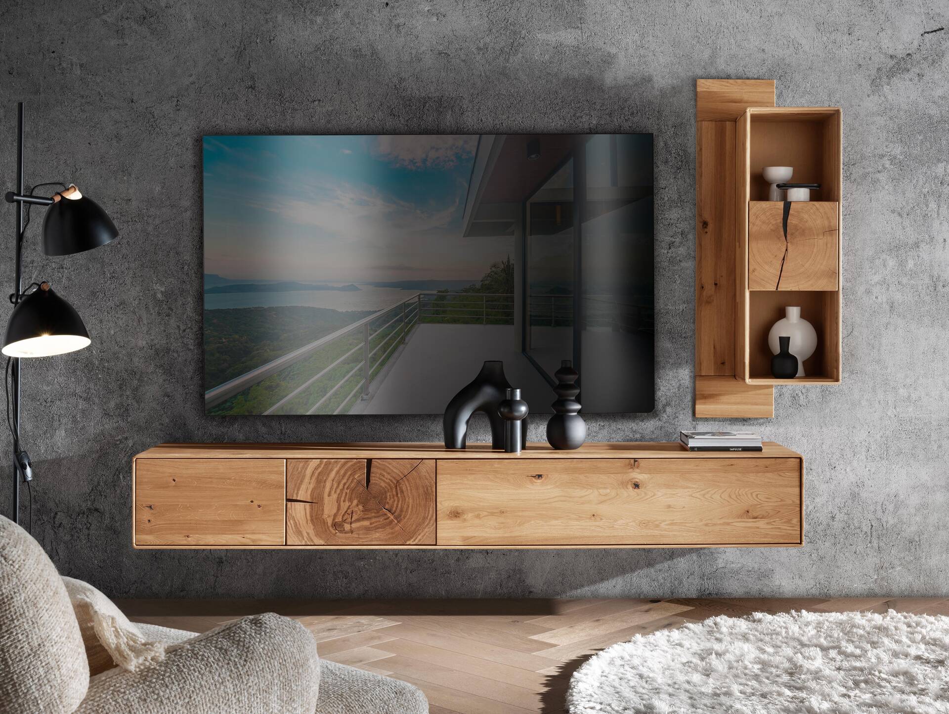SARRAGOSSA Wandboard mit Fächern, Material Massivholz, Wildeiche geölt 