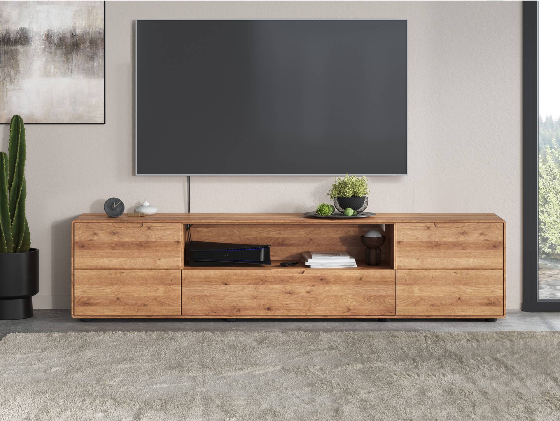 ANDINO TV-Board II, Material Massivholz, Wildeiche geölt 