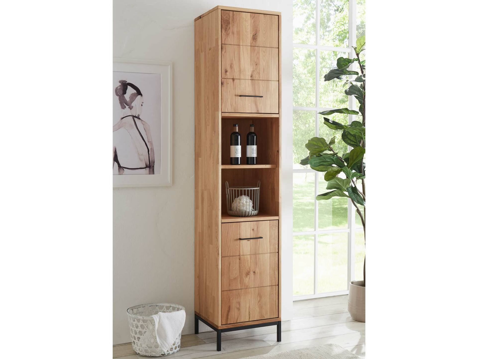BOLTON Hochschrank I, Material Massivholz, Wildeiche geölt 