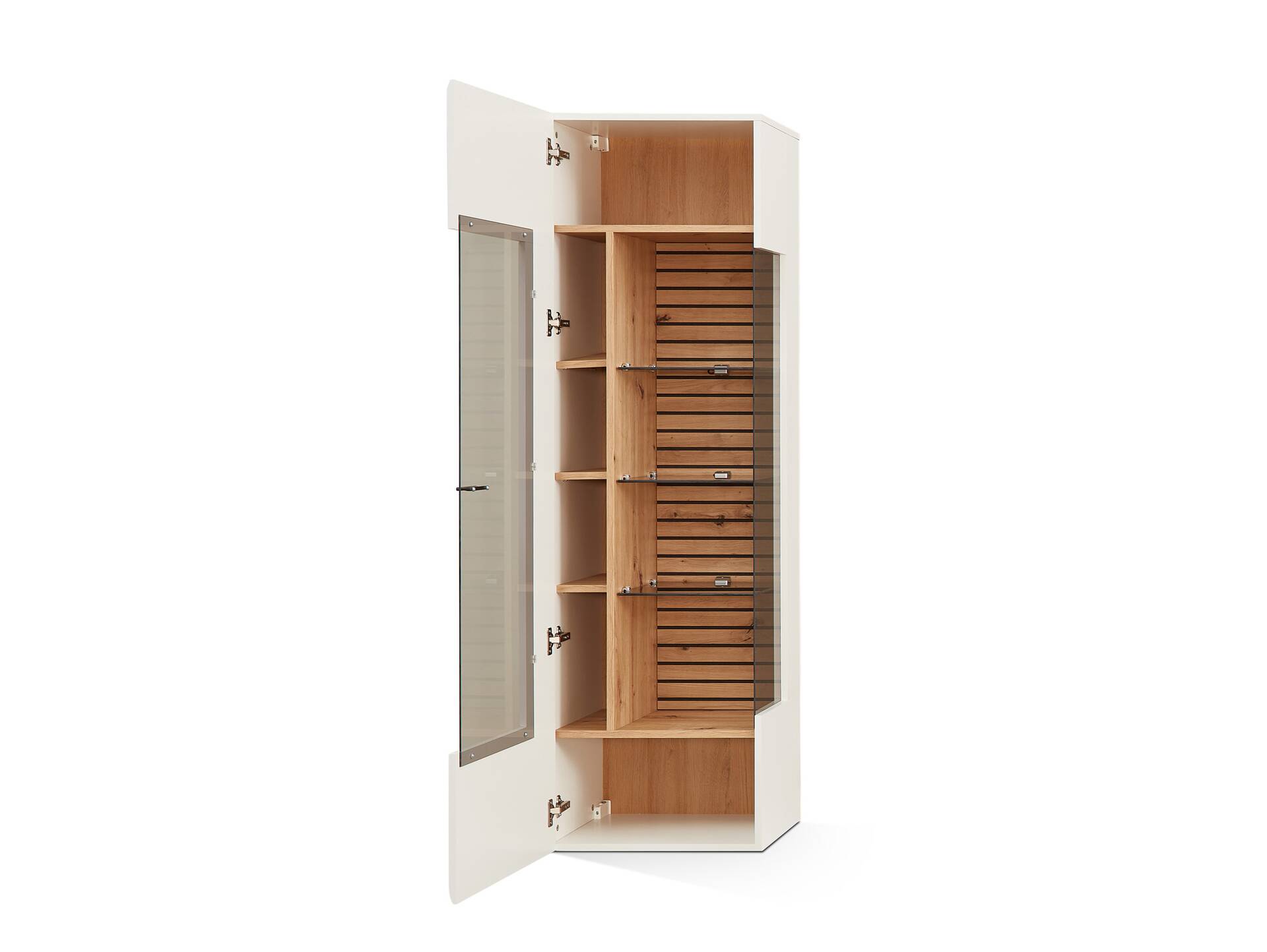 FABINA Vitrine, Material Dekorspanplatte, Artisan Eiche Nachbildung/weiss 