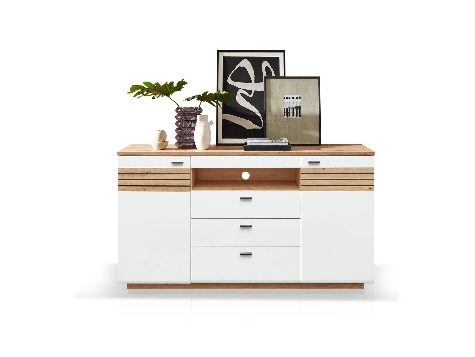 FABINA Sideboard, Material Dekorspanplatte, Artisan  Eiche Nachbildung/weiss 