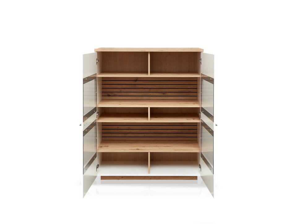FABINA Highboard, Material Dekorspanplatte, Artisan Eiche Nachbildung/weiss 