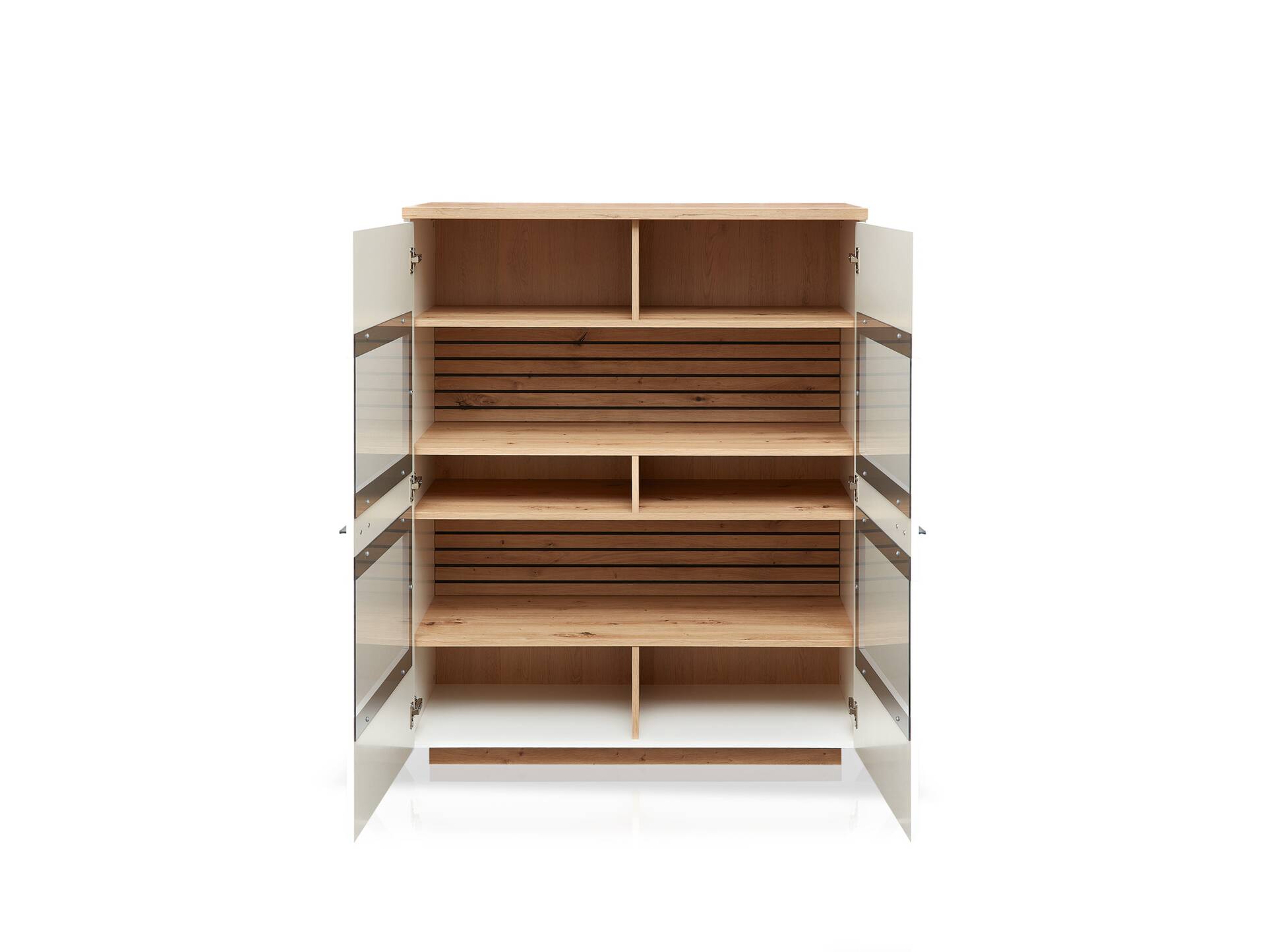 FABINA Highboard, Material Dekorspanplatte, Artisan Eiche Nachbildung/weiss 