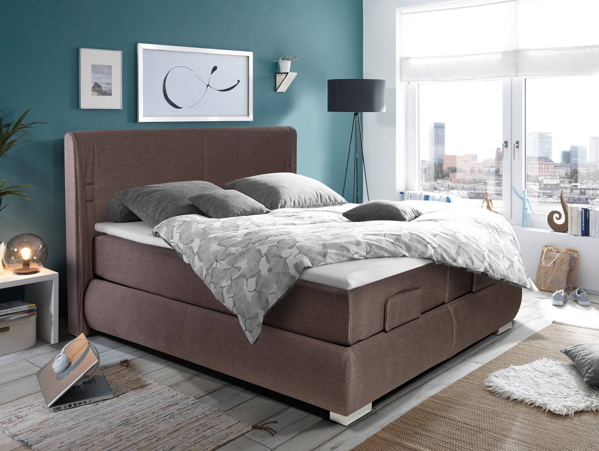 GALVARO elektrisches Boxspringbett / Doppelbett mit Motor 180 x 200 cm | Braun