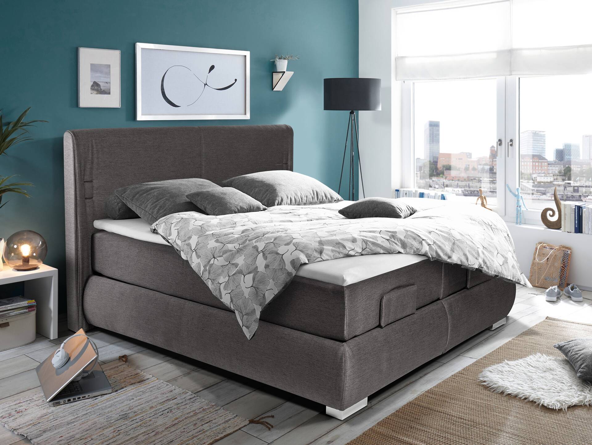 GALVARO elektrisches Boxspringbett / Doppelbett mit Motor 180 x 200 cm | Anthrazit