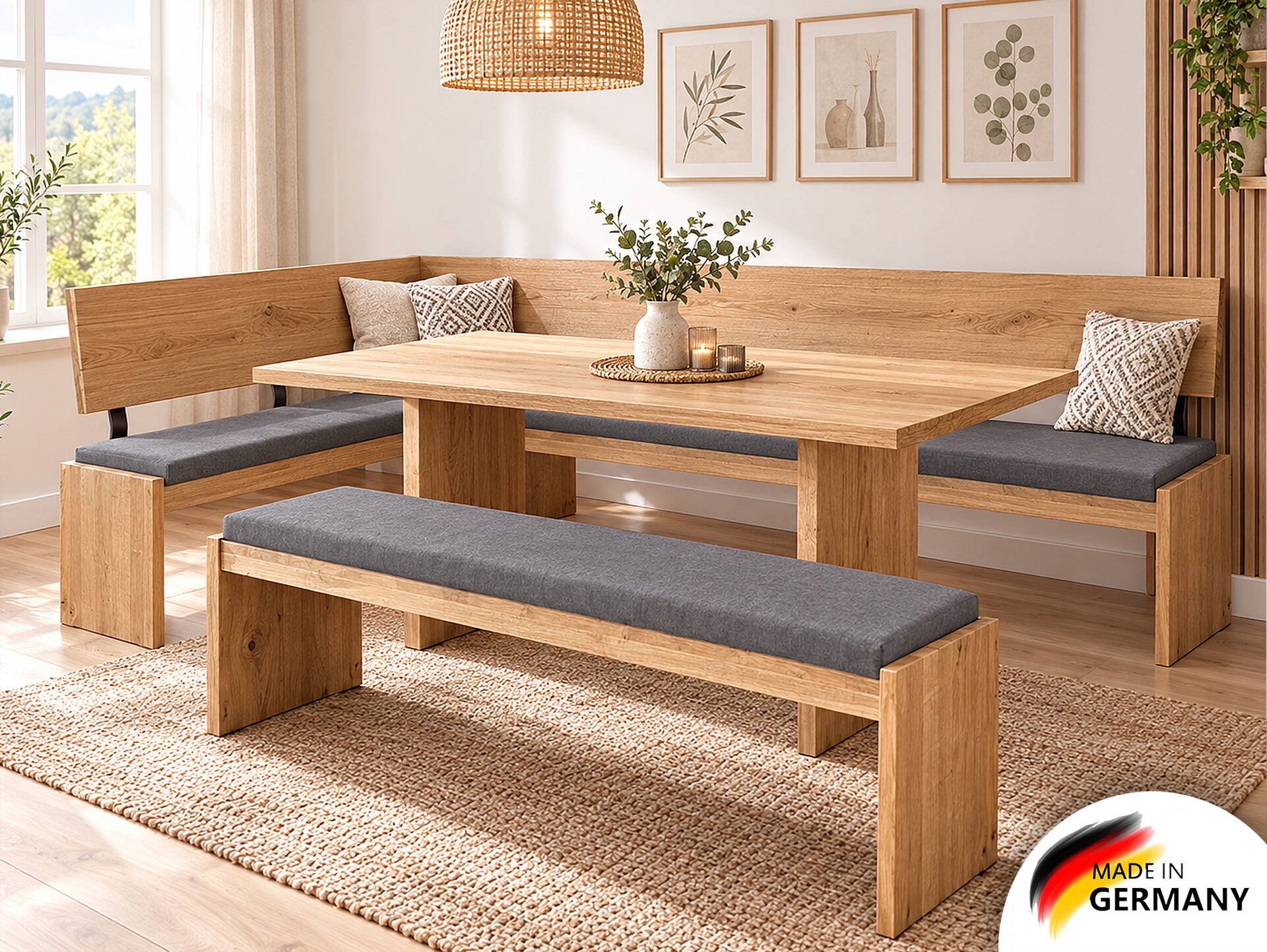 GENIA Esstischbank Sitzbank nach Maß, Material Kunstleder/Massivholz 