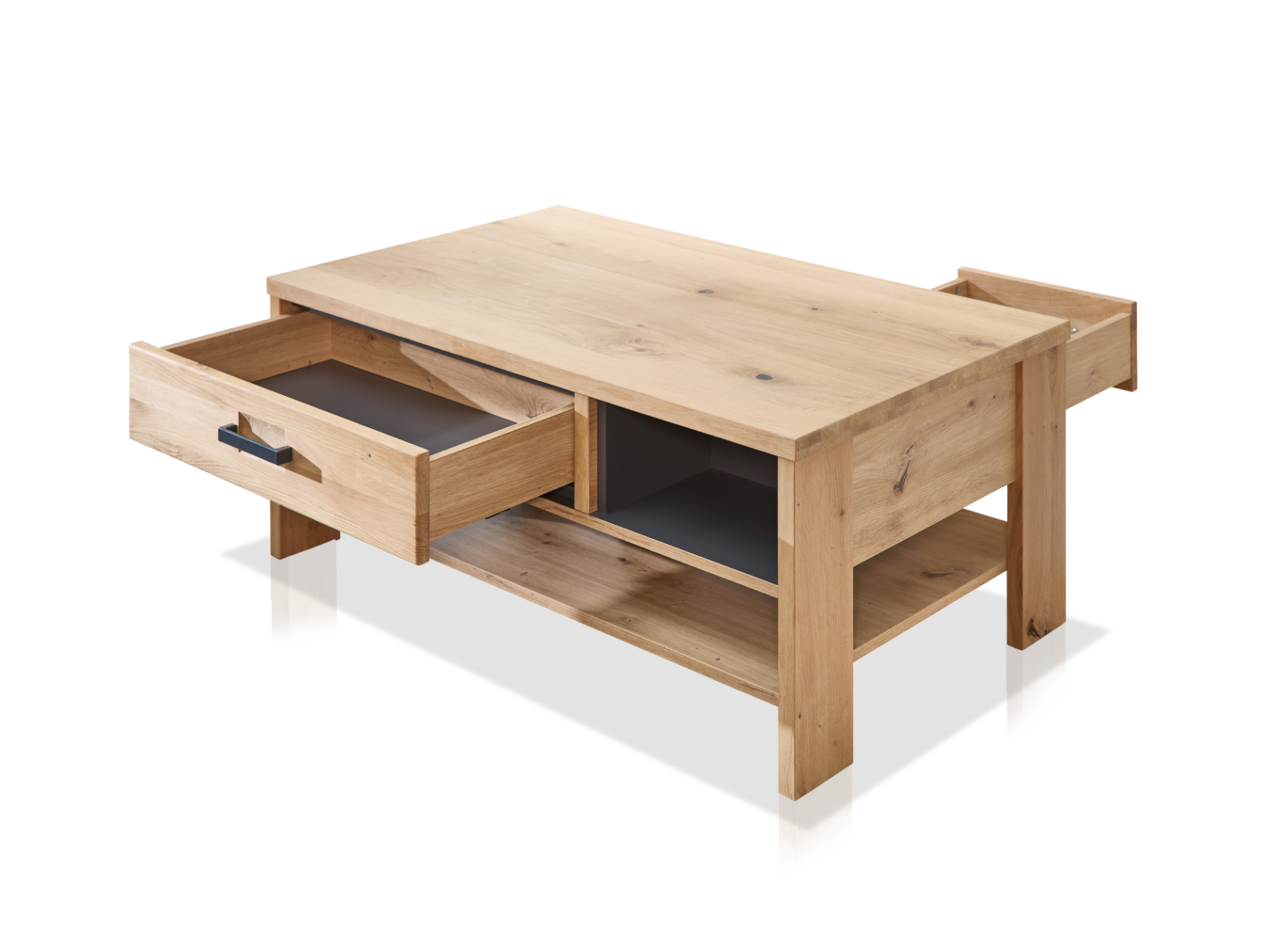 GOJA Couchtisch 110x65 cm, Material teilmassiv, Artisan Wildeiche/graphitfarbig 