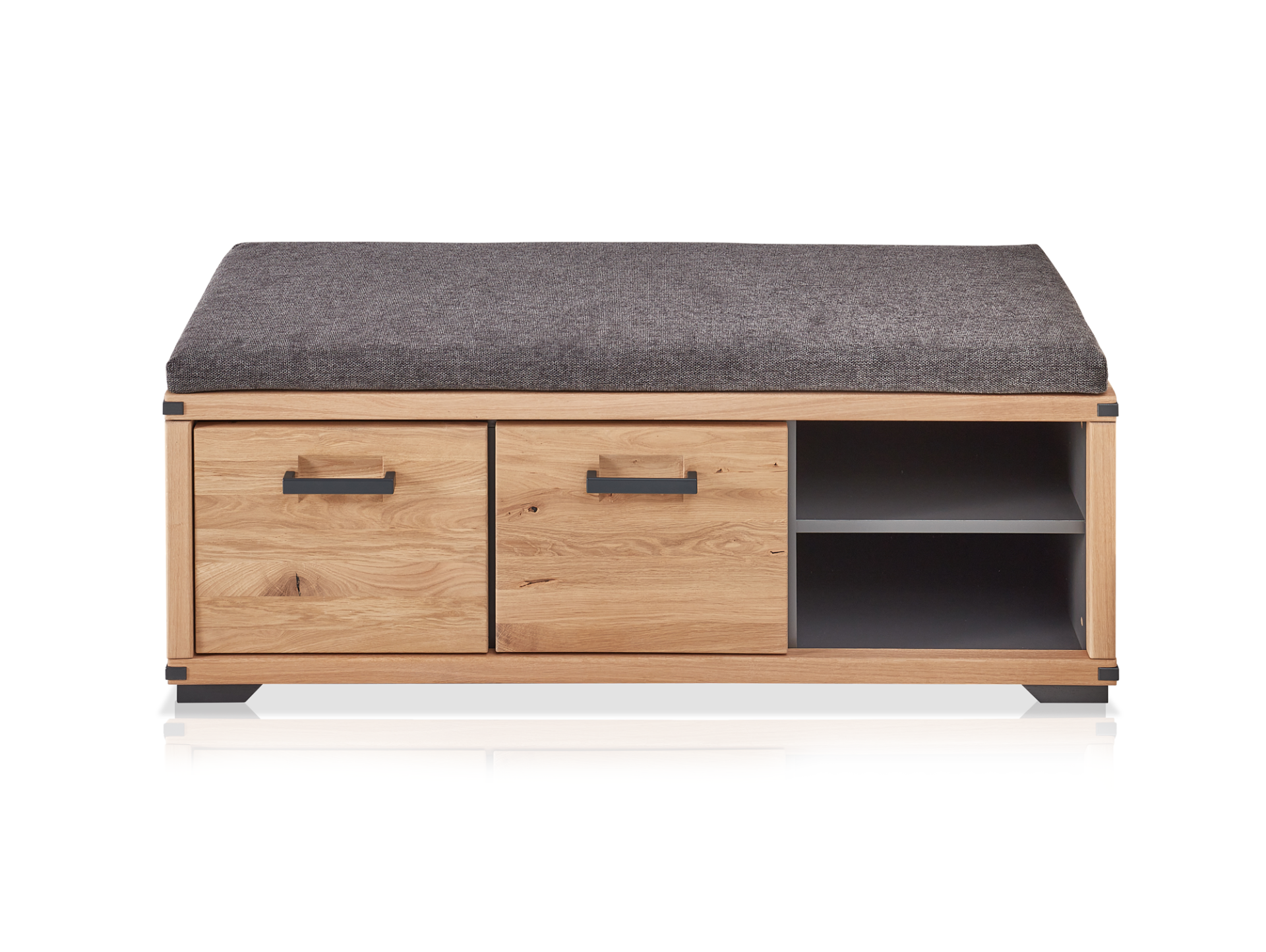 GOJA Garderobenbank, Material teilmassiv, Artisan Wildeiche/graphitfarbig 