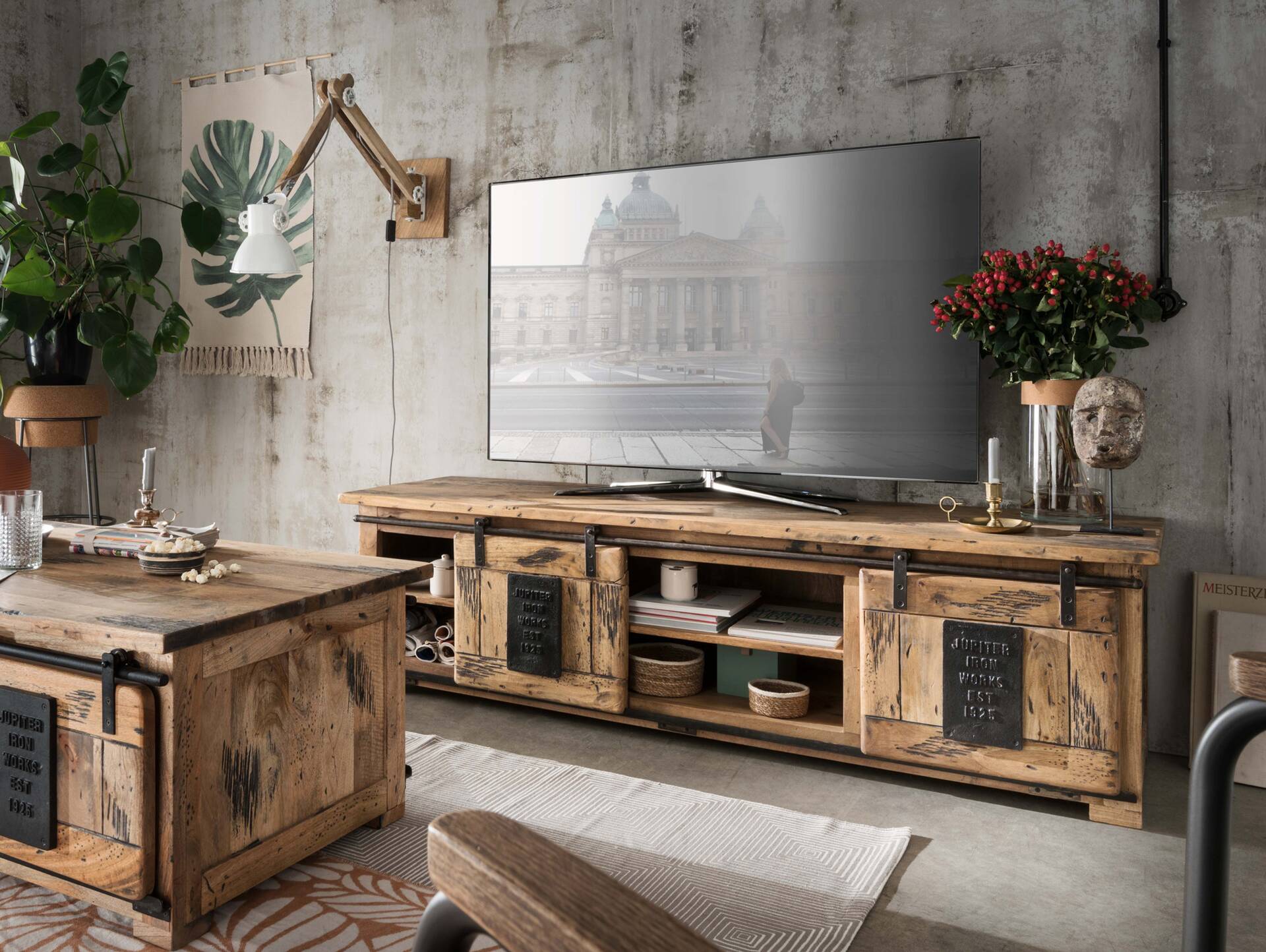 BRISTOL TV-Board I, Material Massivholz, Mango rustikal 