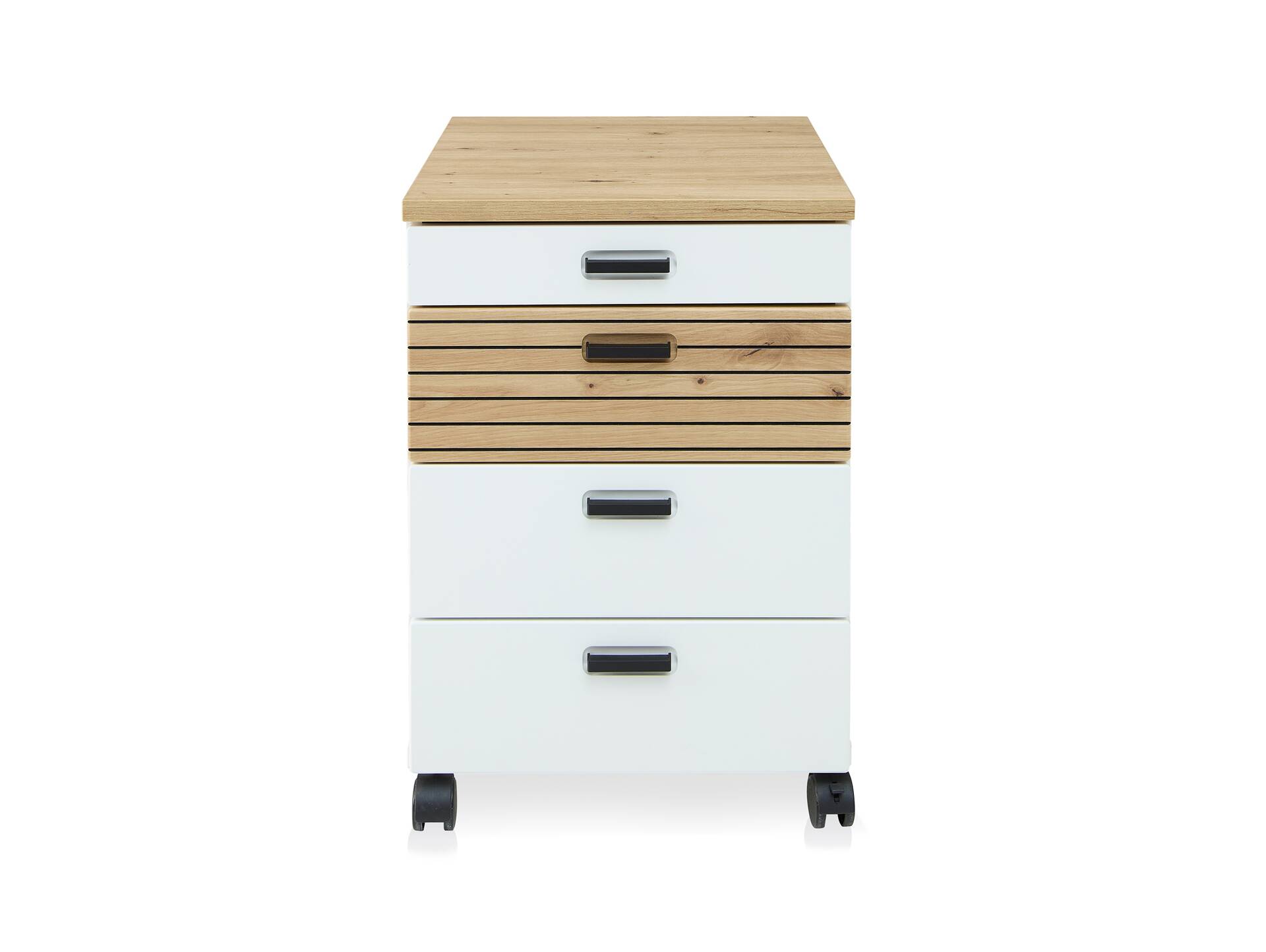 GENNY Rollcontainer, Material Dekorspanplatte Weiss / Artisan Eichefarbig