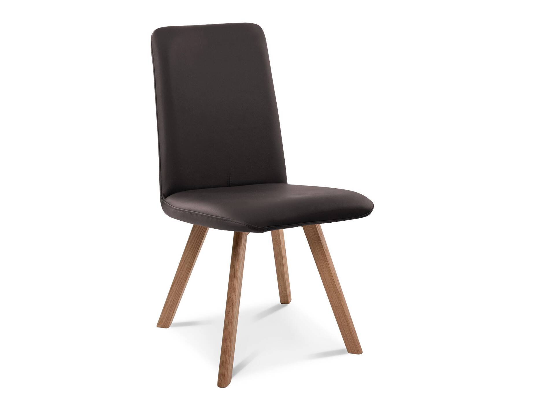 GLORIA 2er SET Polsterstühle, Gestell Massivholz ohne Drehfunktion | Echtleder | braun