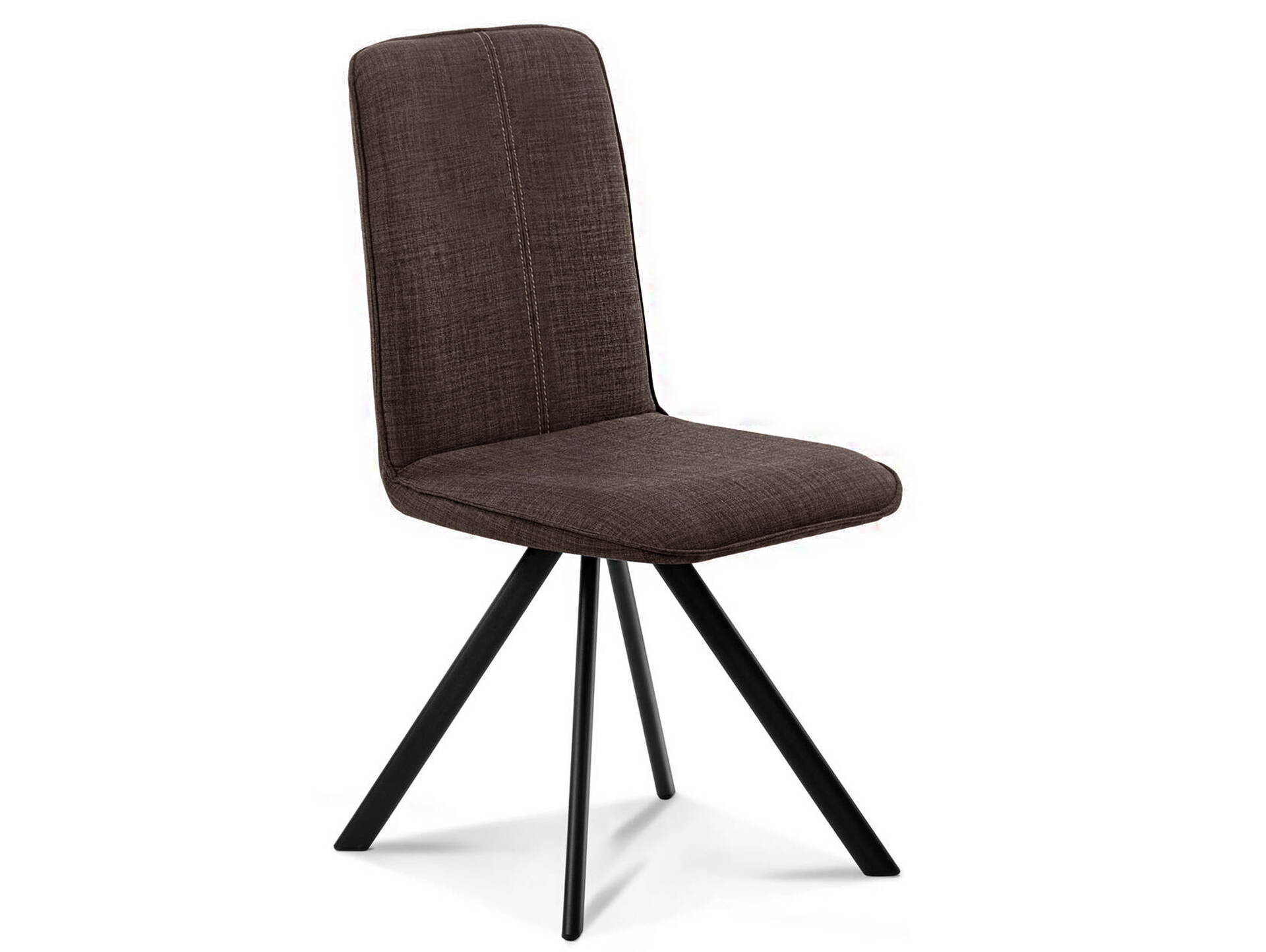 GLORIA 2er SET Polsterstühle, Gestell Eisen schwarz ohne Drehfunktion | Stoff | braun