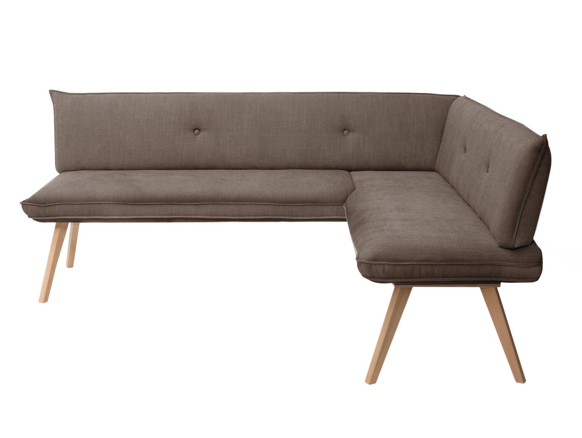 GRADY I Eckbank, Gestell Massivholz/Stoffbezug 210 x 160 cm | braun