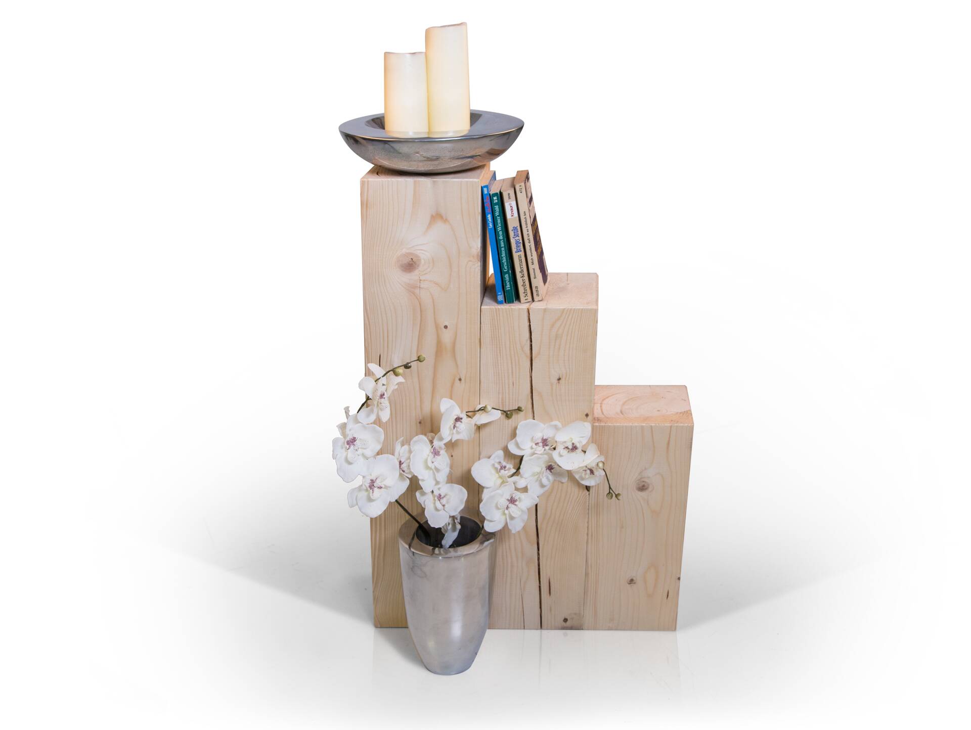 Blumensäulen 3-er Set, Material Massivholz, Fichte massiv natur | 17x17 cm