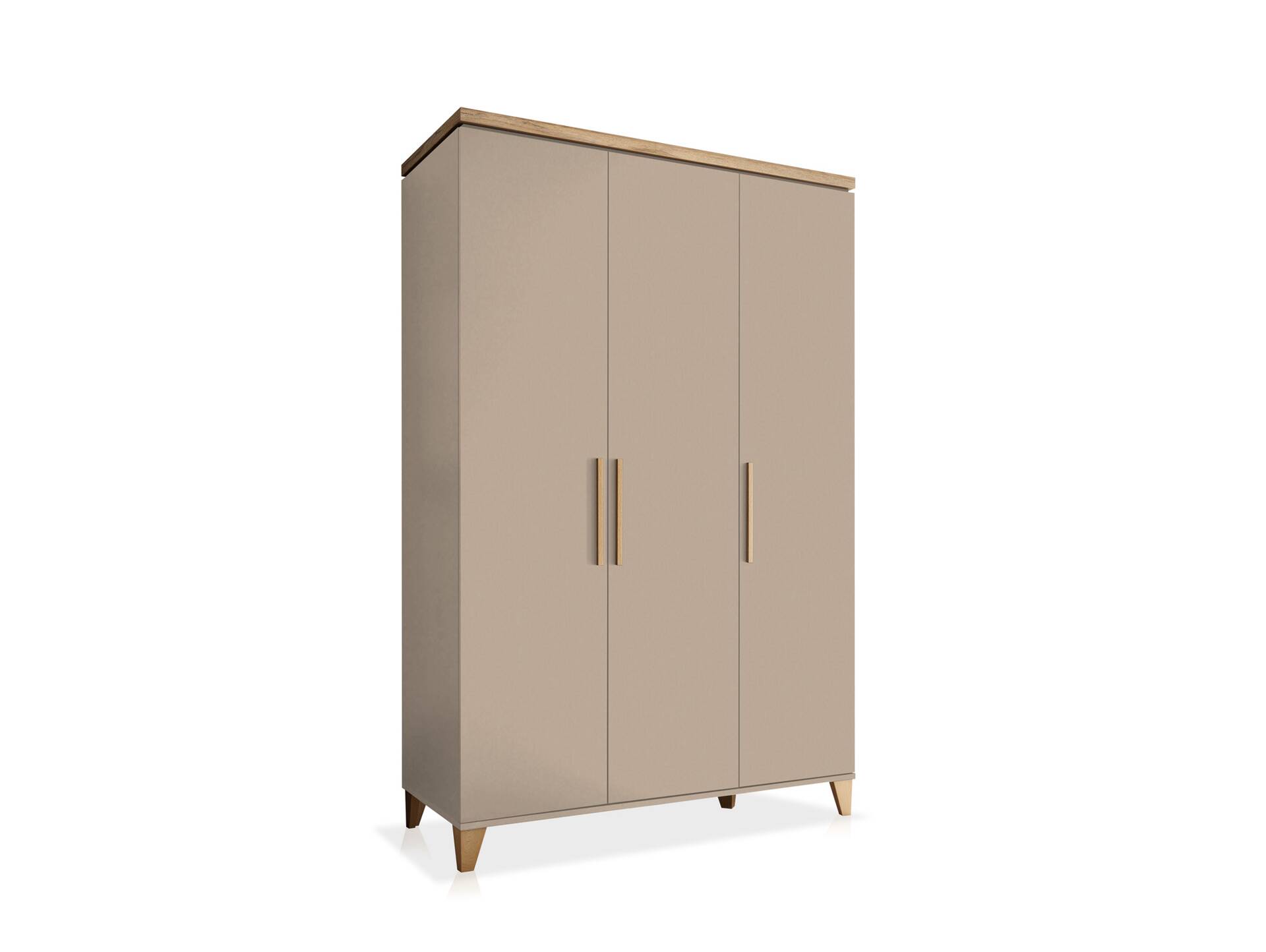 LENI Kleiderschrank 3türig, Material Spanplatte, Kaschmir/Eichefarbig 