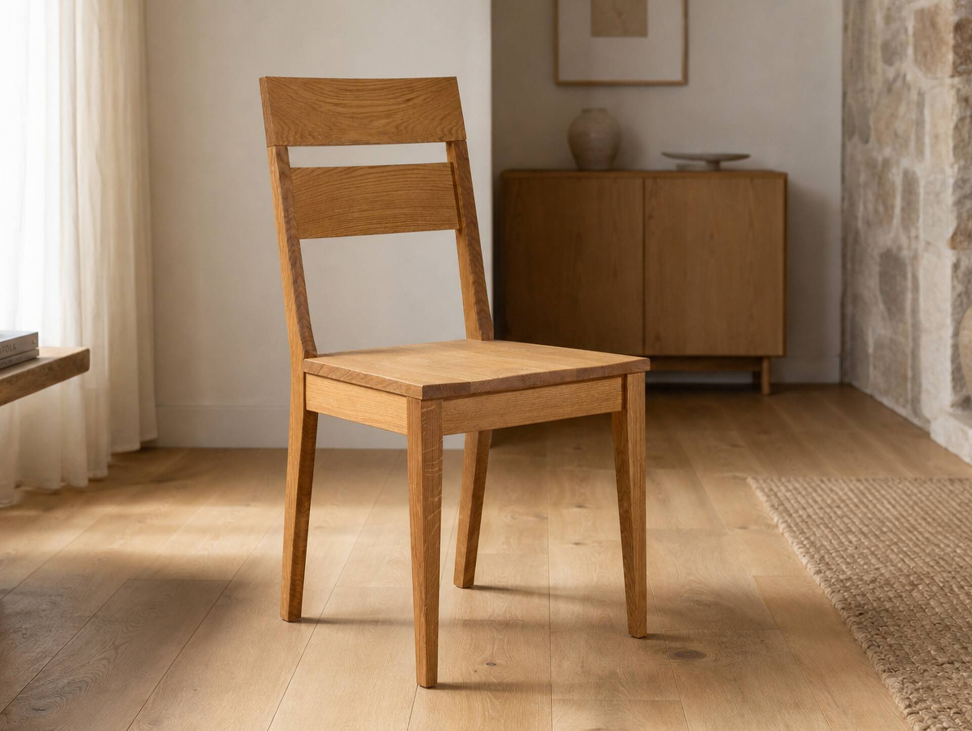 HILKO Esstischstuhl, Material Massivholz, Eiche unbehandelt | 1 Stück