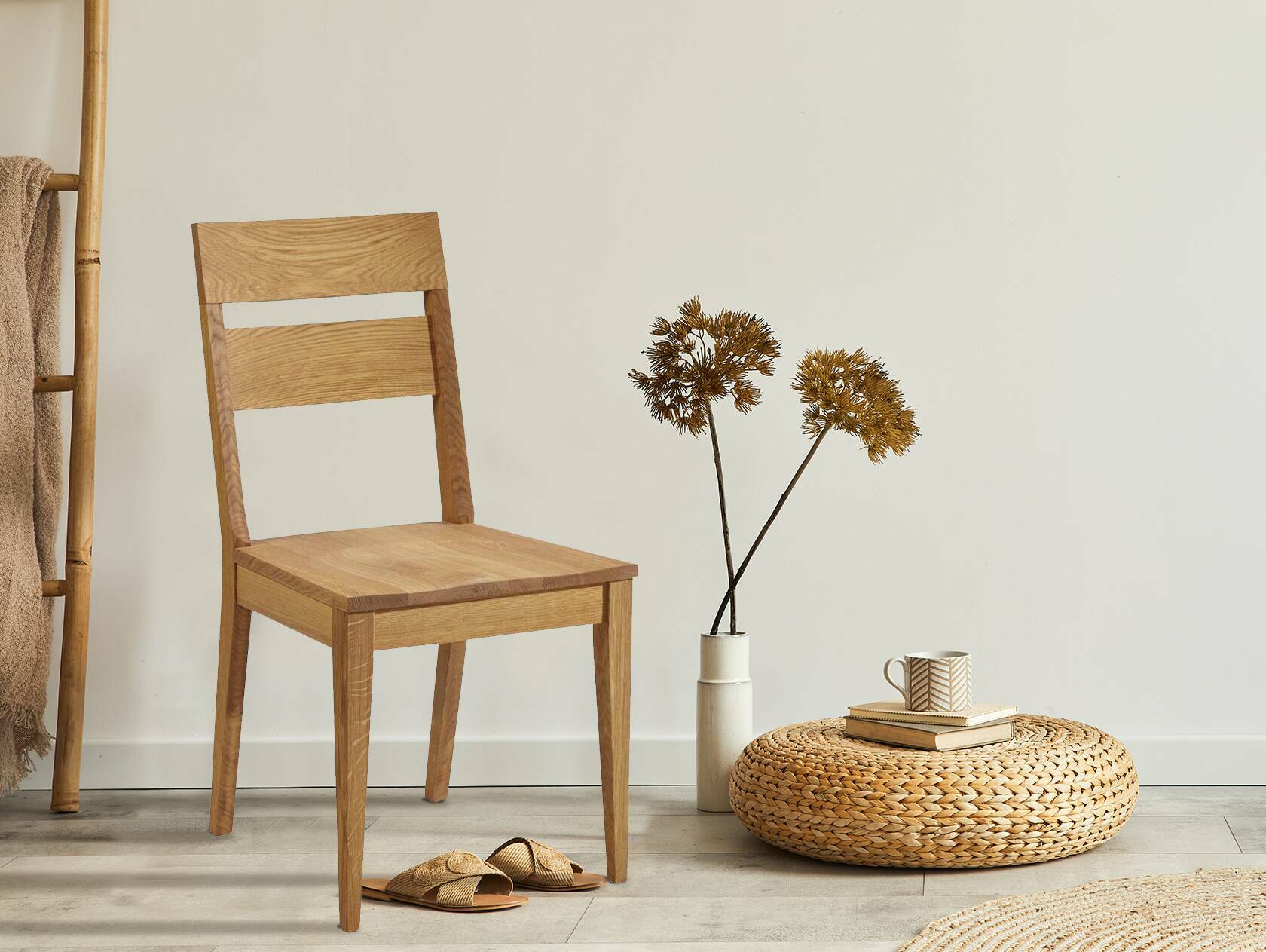 HILKO Esstischstuhl, Material Massivholz, Eiche lackiert