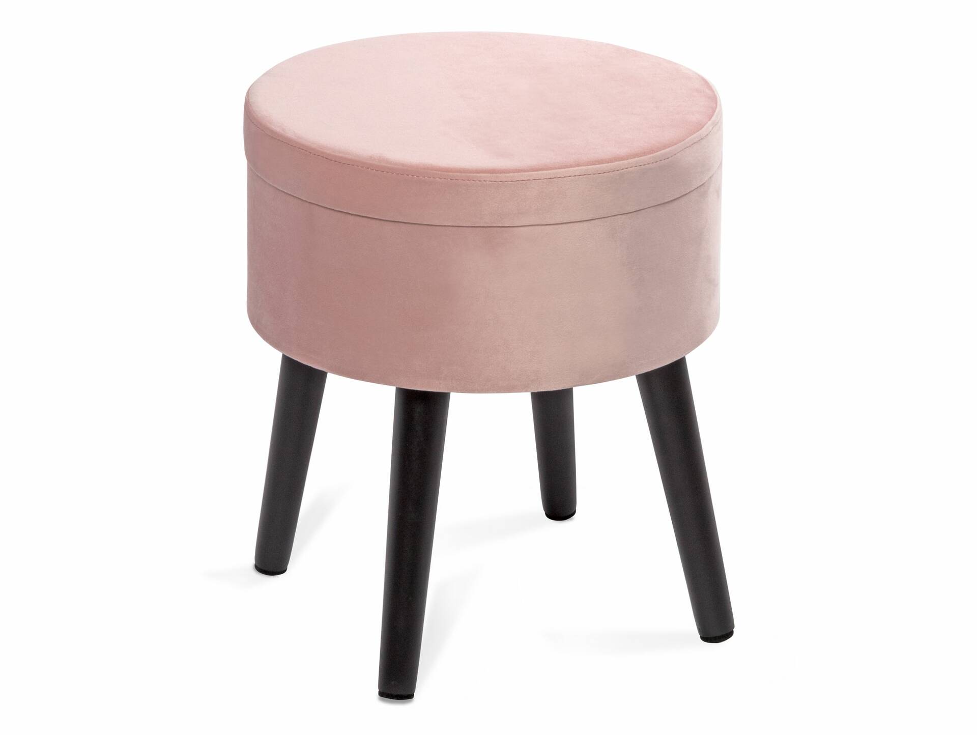 POUFO Hocker mit Stauraum, rund, Bezug Samt, Füsse schwarz rose