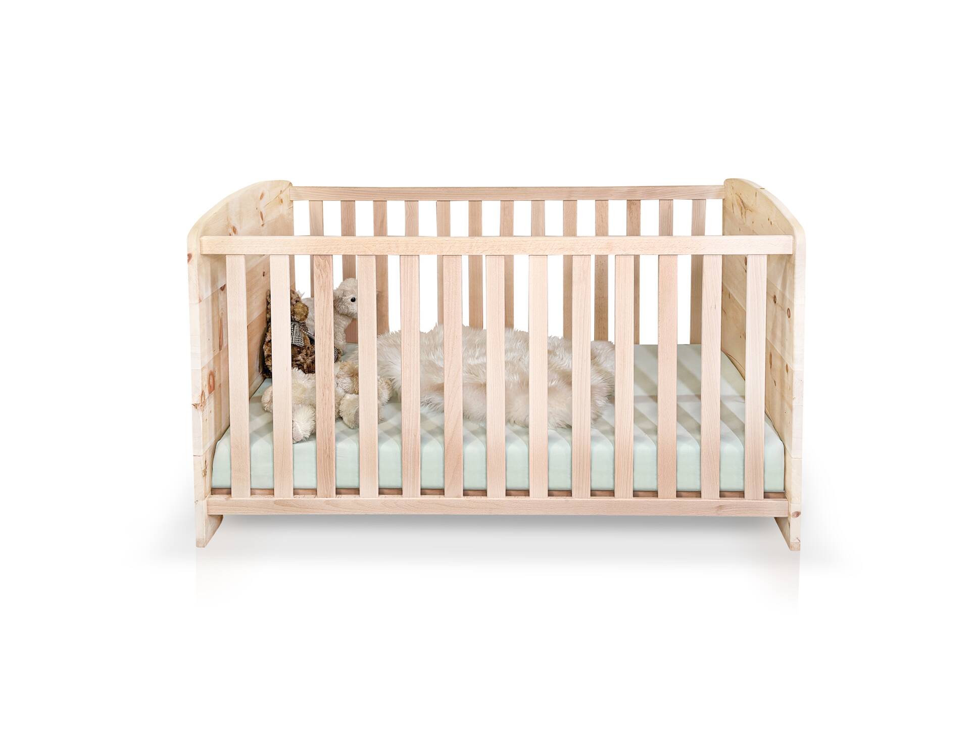 ALPENKIND Babybett 70x140 cm, Material Massivholz Zirbe unbehandelt