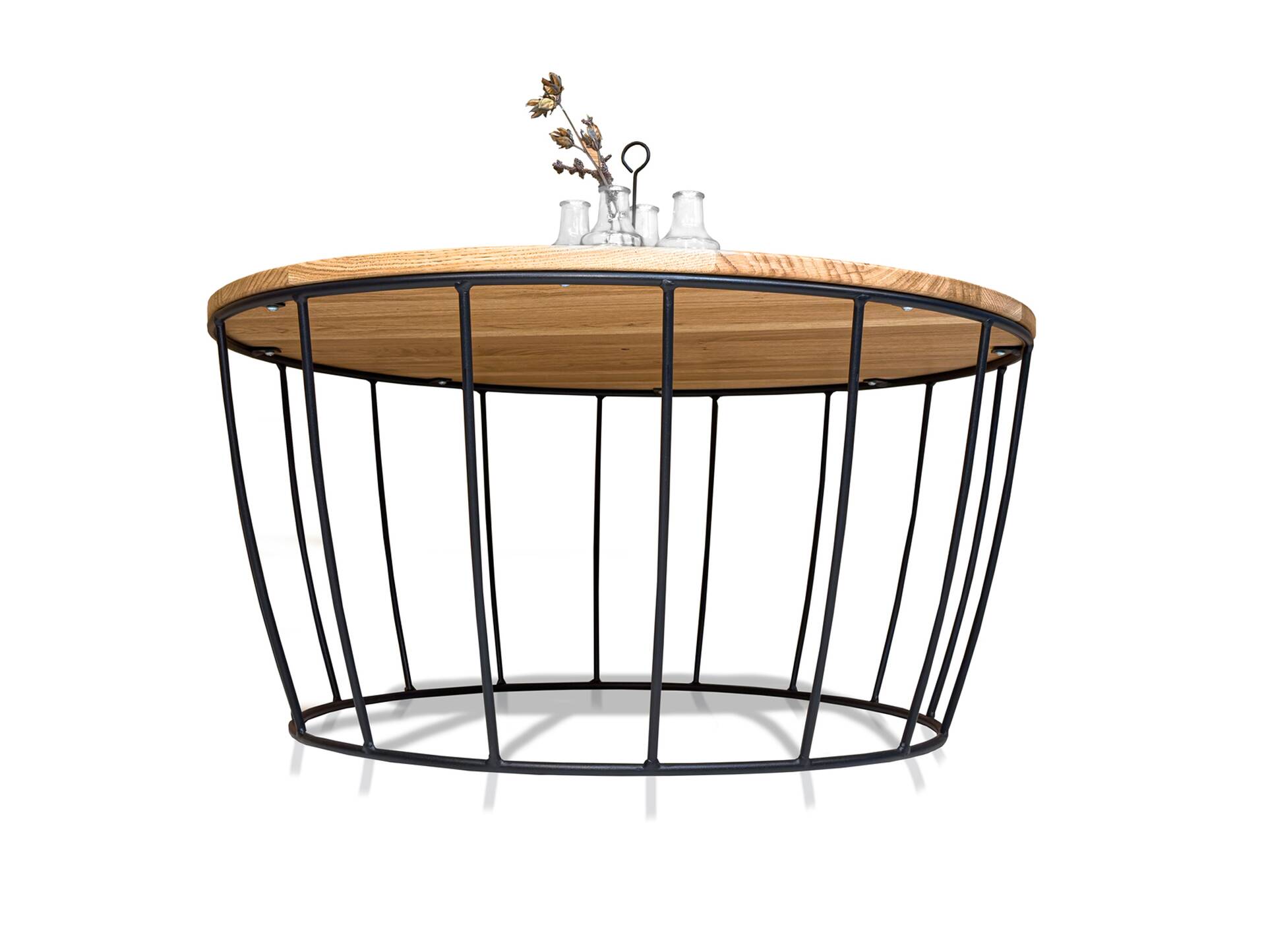 HERMI Couchtisch, Material Massivholz/Metall, Eiche geölt/schwarz 