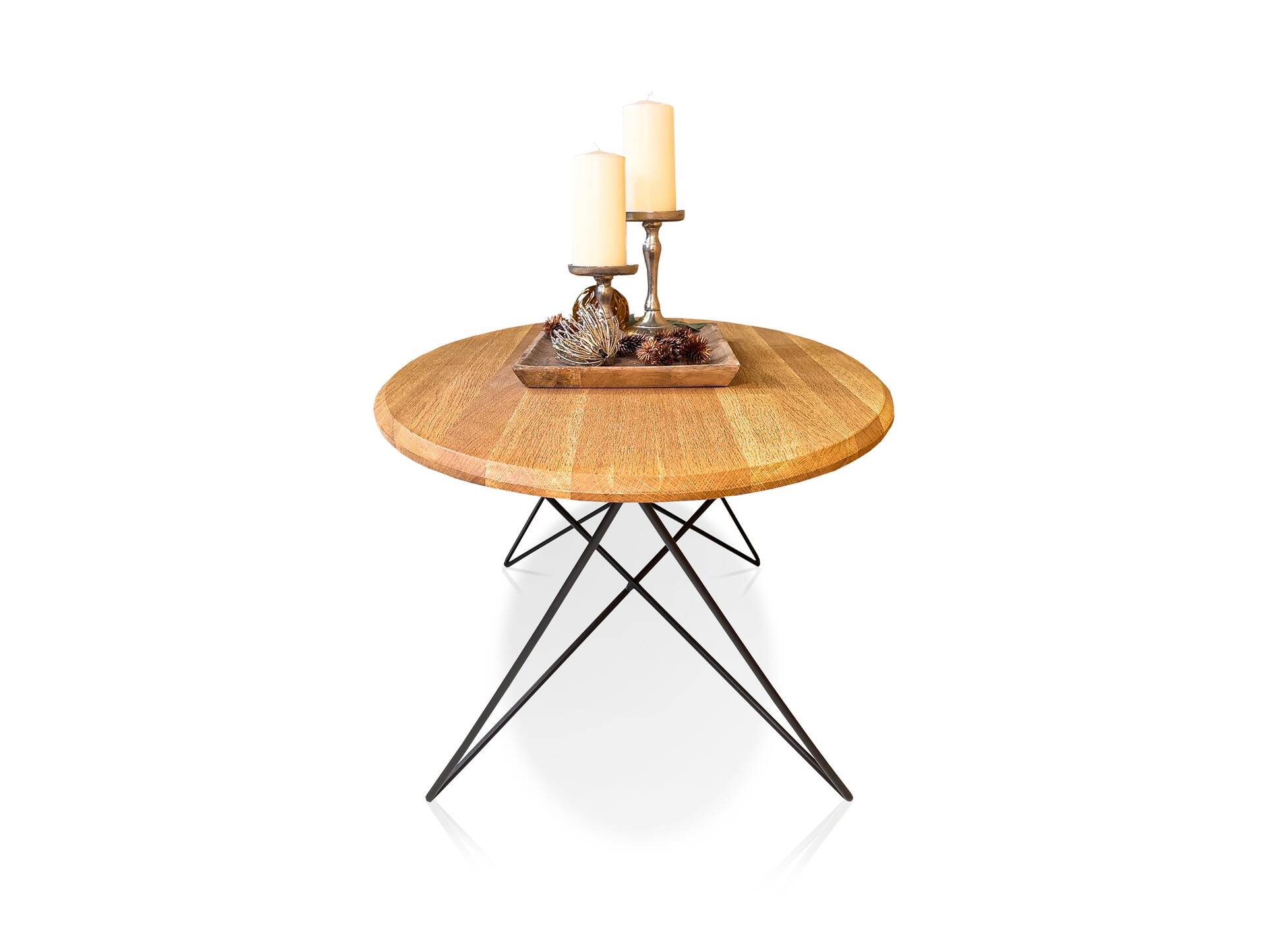 DOBBIN Couchtisch, Material Massivholz/Metall, Eiche geölt/schwarz 
