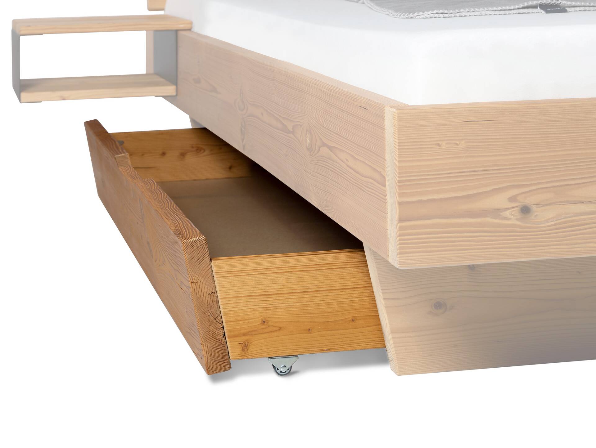 CURBY Bettschublade für Wangenbett, Material Massivholz, Thermo-Fichte NATUR 