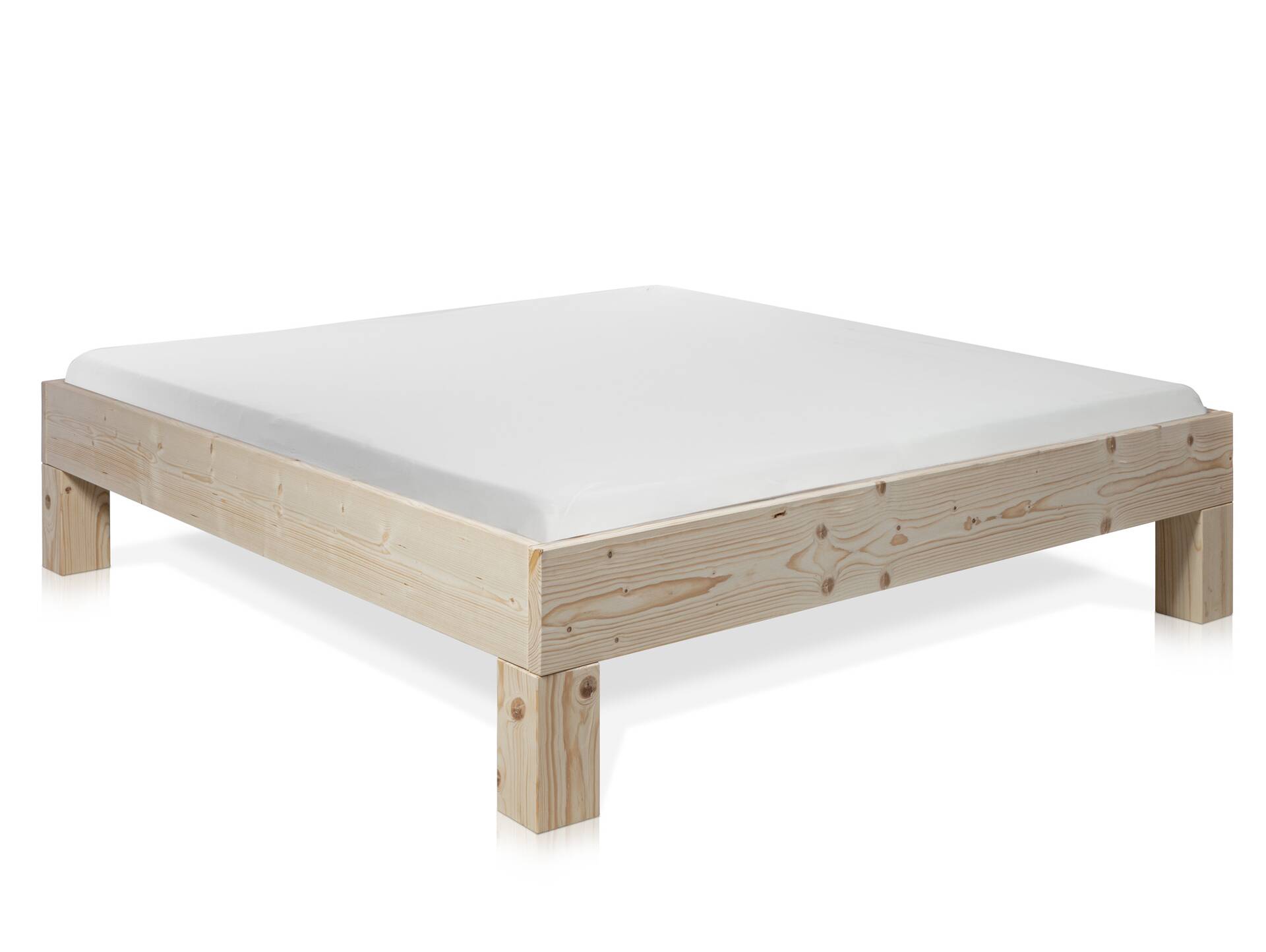 LUKY 4-Fuß-Bett, Material Massivholz, Fichte massiv, mit/ohne Kopfteil 180 x 200 cm | natur | ohne Kopfteil