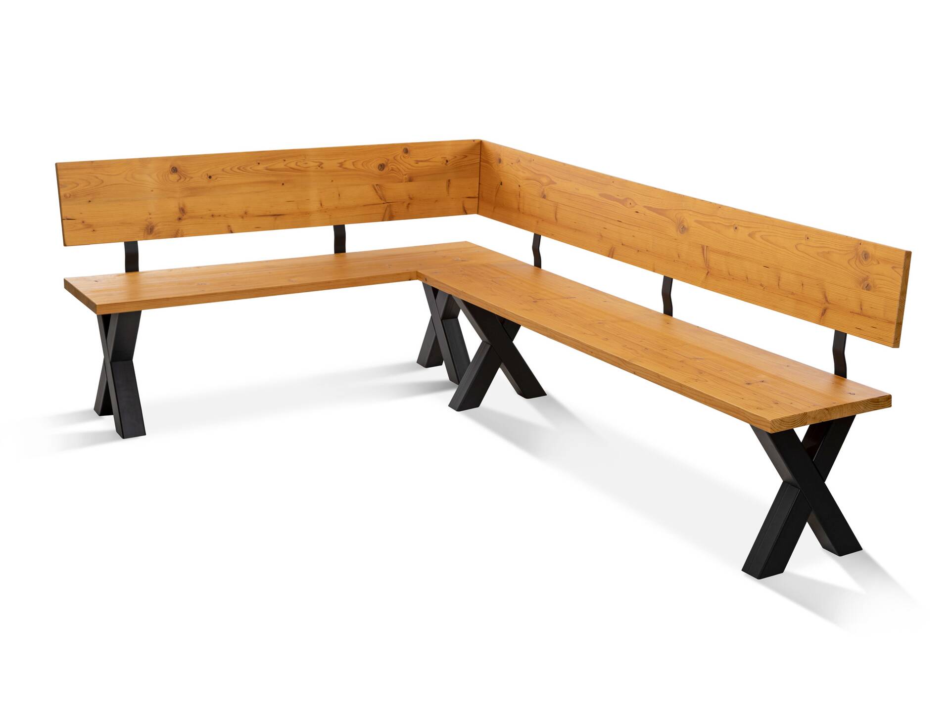 ALABAMA Eckbank mit X-Beinen, Altholzoptik, Material Massivholz, THERMO-Fichte lackiert 167 x 224 cm | natur