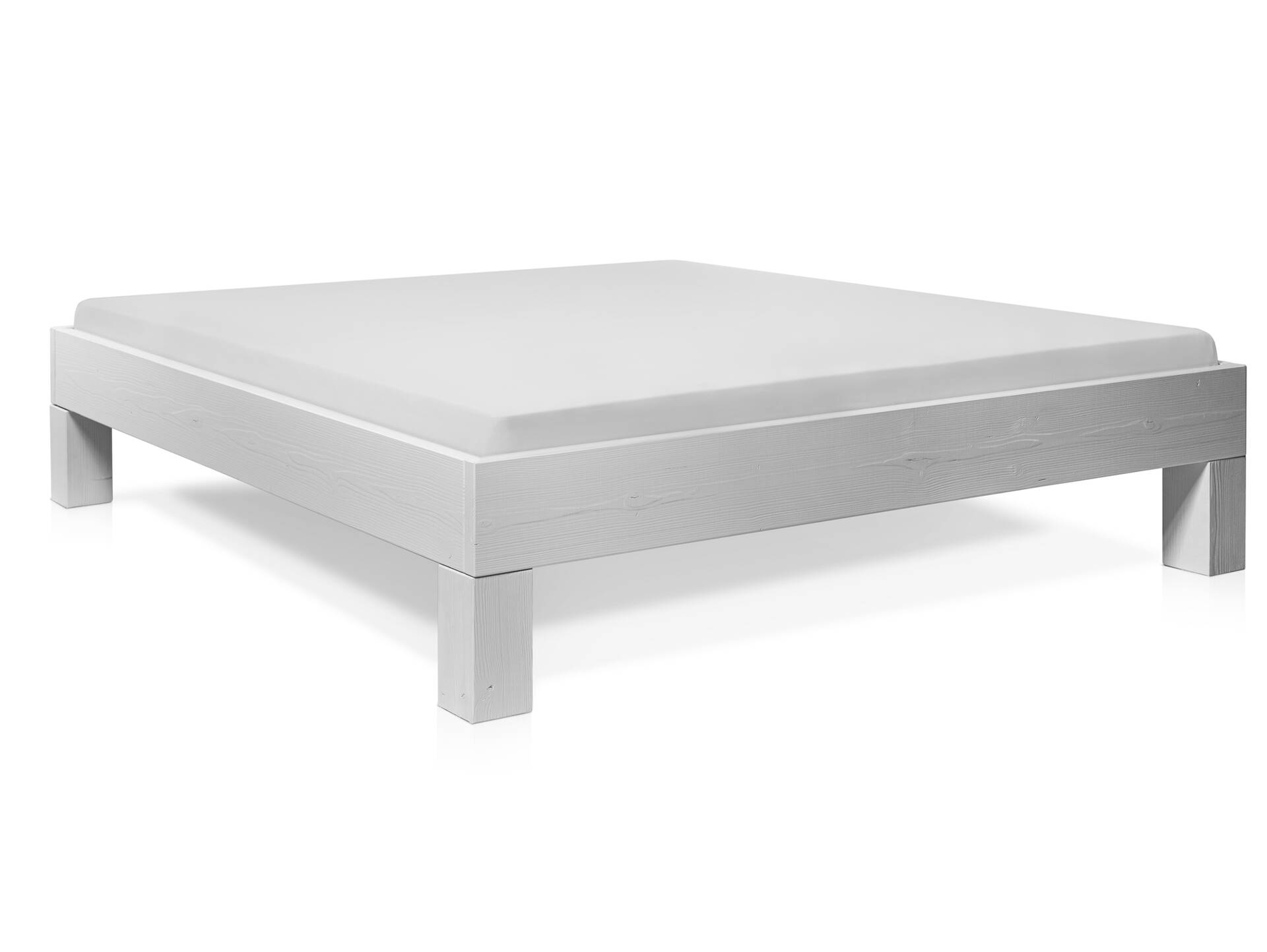 LUKY 4-Fuß-Massivholzbett ohne Kopfteil, Fichte weiss 90 x 200 cm