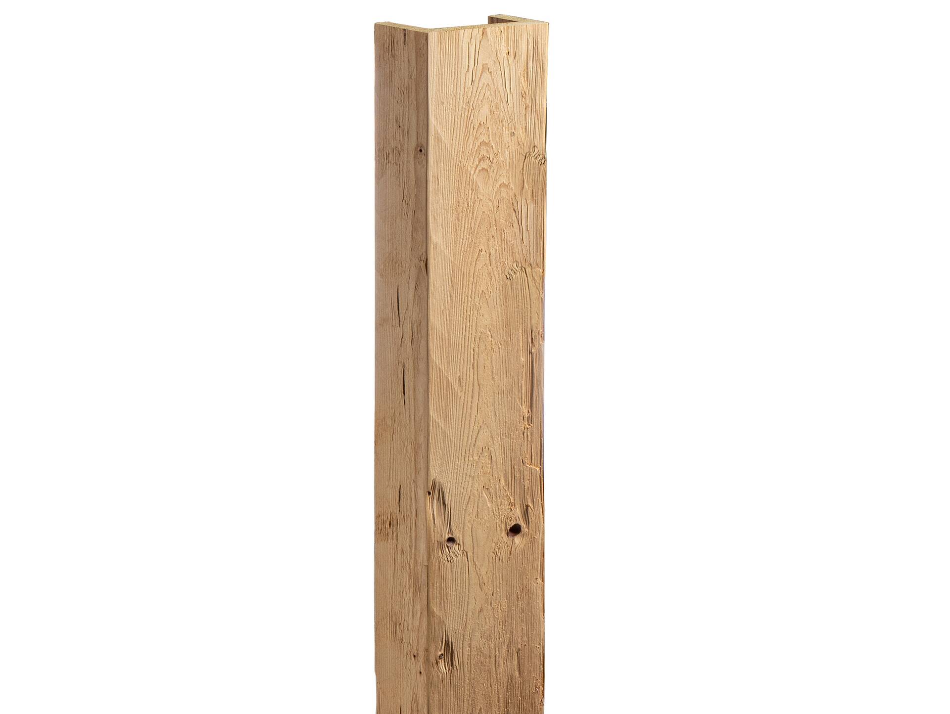 THERMO-U-Balken / Zierbalken gehackt aus THERMO-Fichte natur, Material Massivholz 120 x 80 mm | 1 Meter