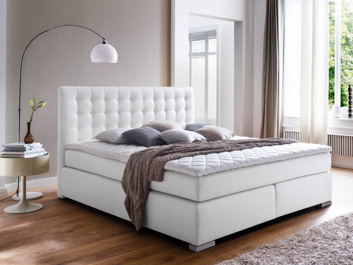 ISABELL Boxspringbett 180 x 200 cm | weiss | Härtegrad 3+4