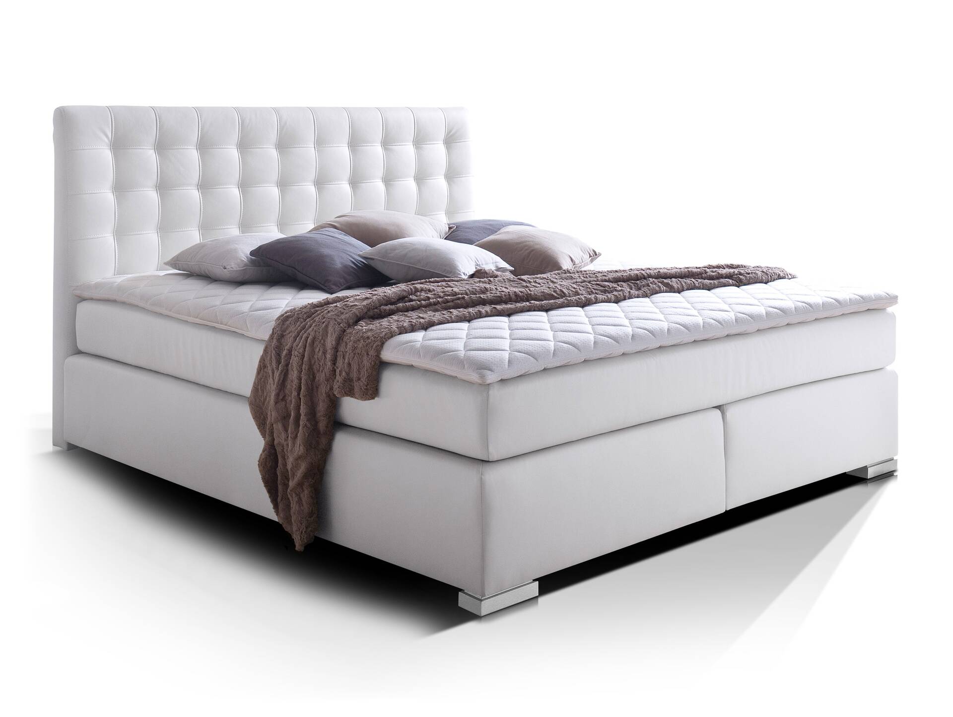 ISABELL PLUS Boxspringbett 160 x 200 cm | weiss | Härtegrad 2