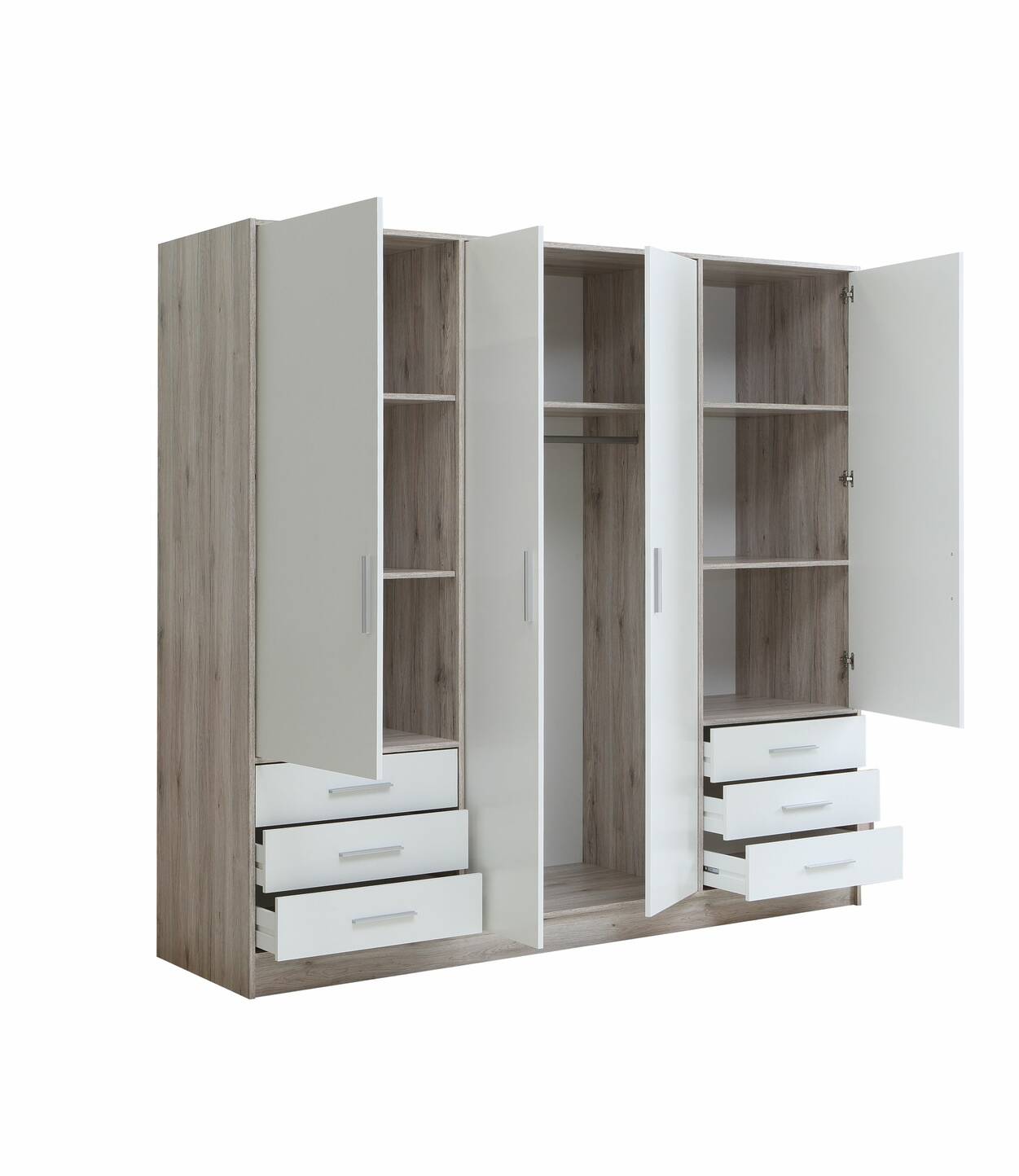 JAMI Kleiderschrank 4-trg. mit 6 Schubkästen, Material Dekorspanplatte 