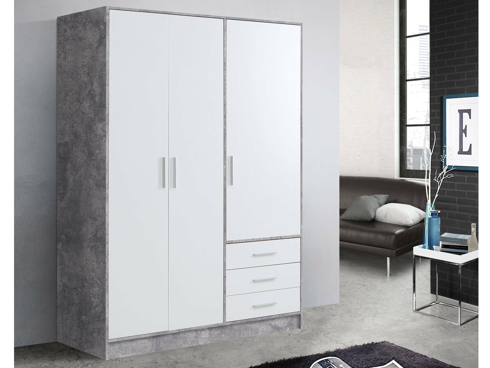 JAMI Kleiderschrank 3-trg mit 3 Schubkästen, Material Dekorspanplatte 