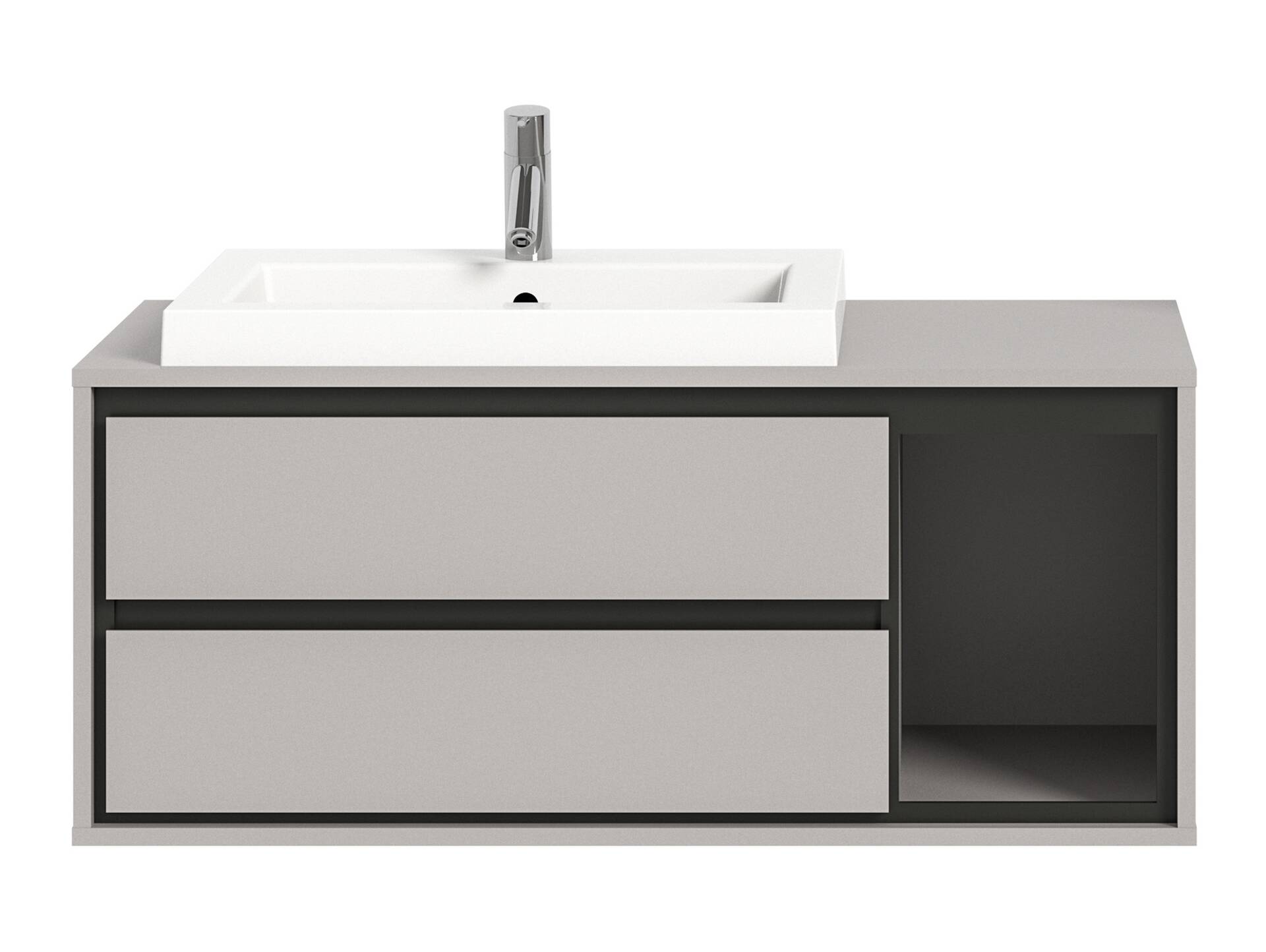 JOSSI Waschtisch inkl. Becken, Material Dekorspanplatte, Grau/Schwarz 