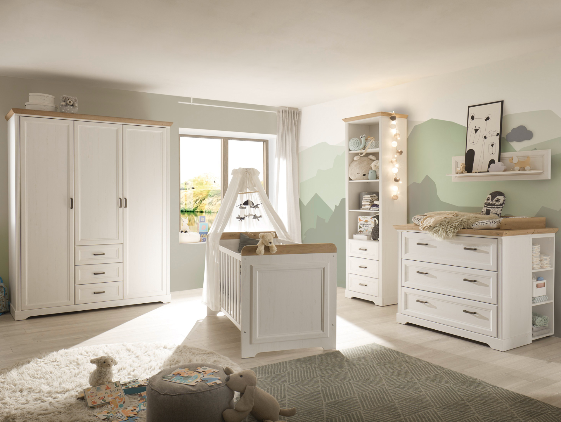 JENNA Komplett-Babyzimmer, Material Spanplatte, Piniefarbig/Artisan Eiche Nachbildung 
