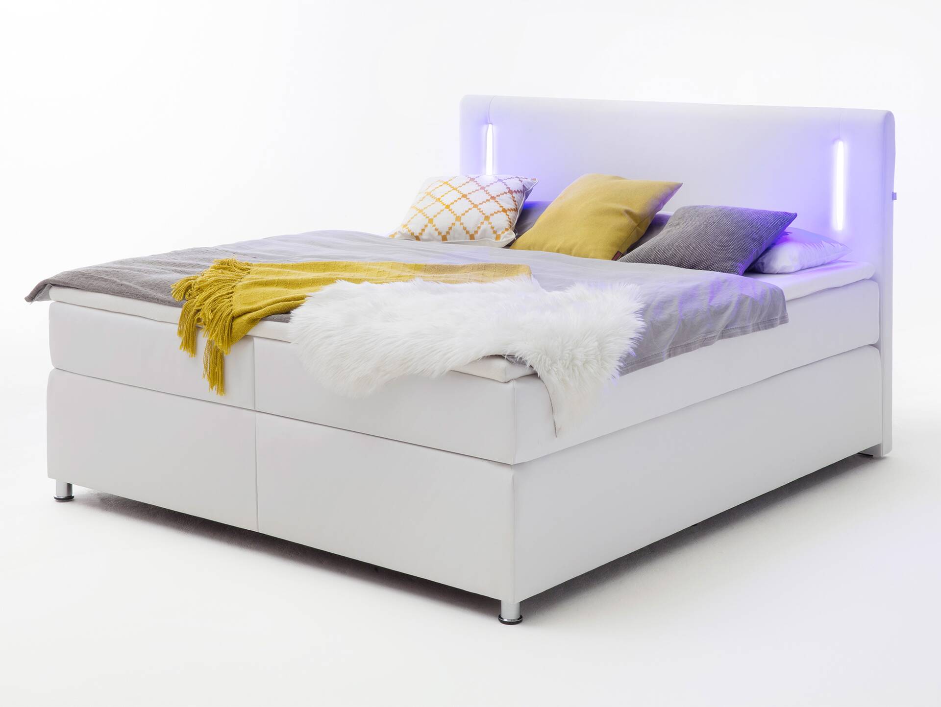 LEMMY  Boxspringbett inklusive LED-Beleuchtung, Material Kunstleder 